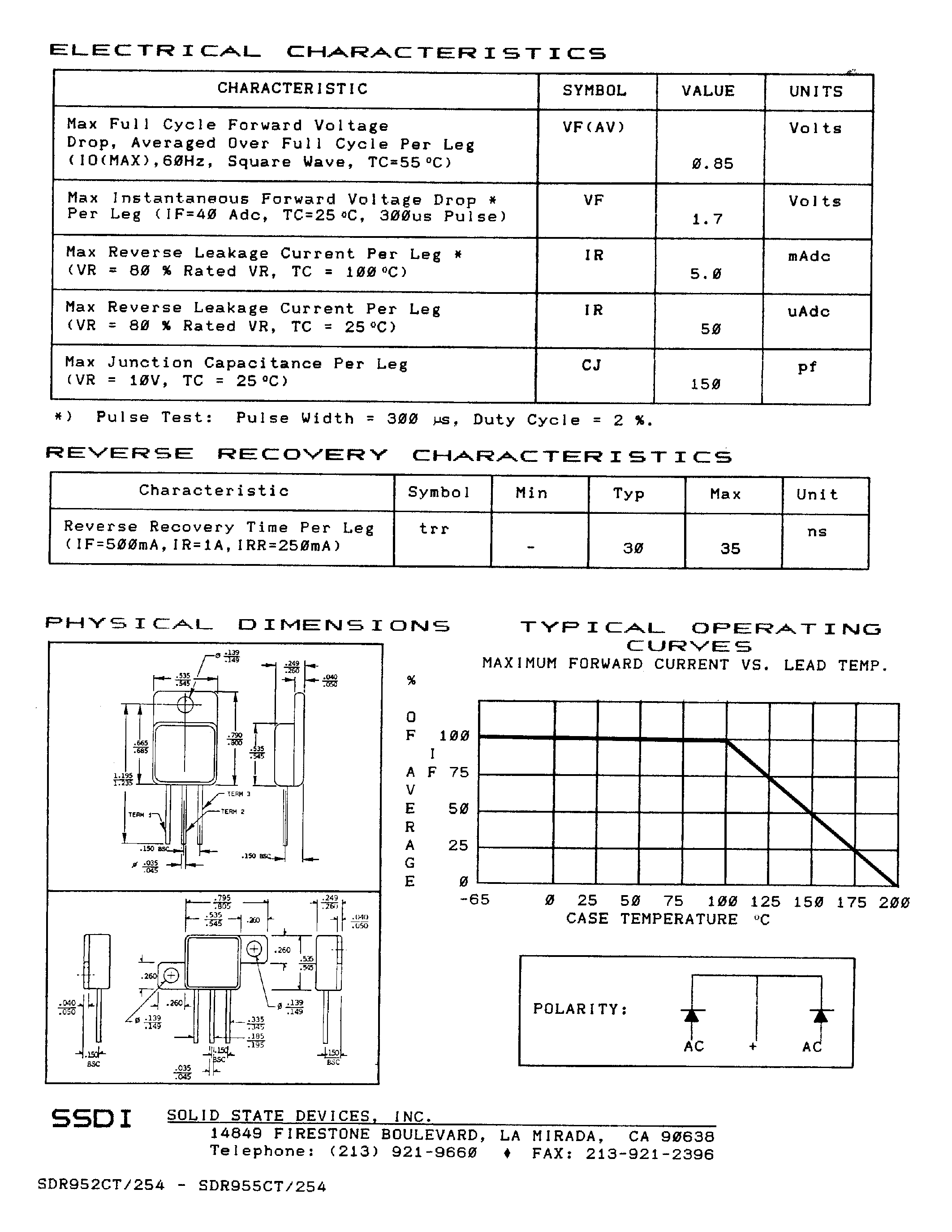 Datasheet SDR952CT page 2 Datasheet SDR952CT - (SDR952CT - SDR955CT) ULTRA FAST RECOVERY RECTIFIER page 2