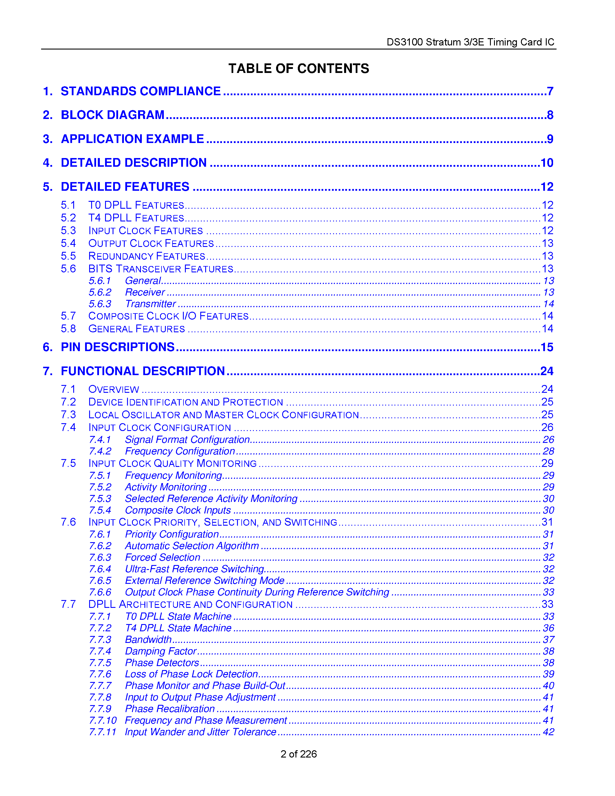 Datasheet DS3100 - Stratum 3/3E Timing Card IC page 2
