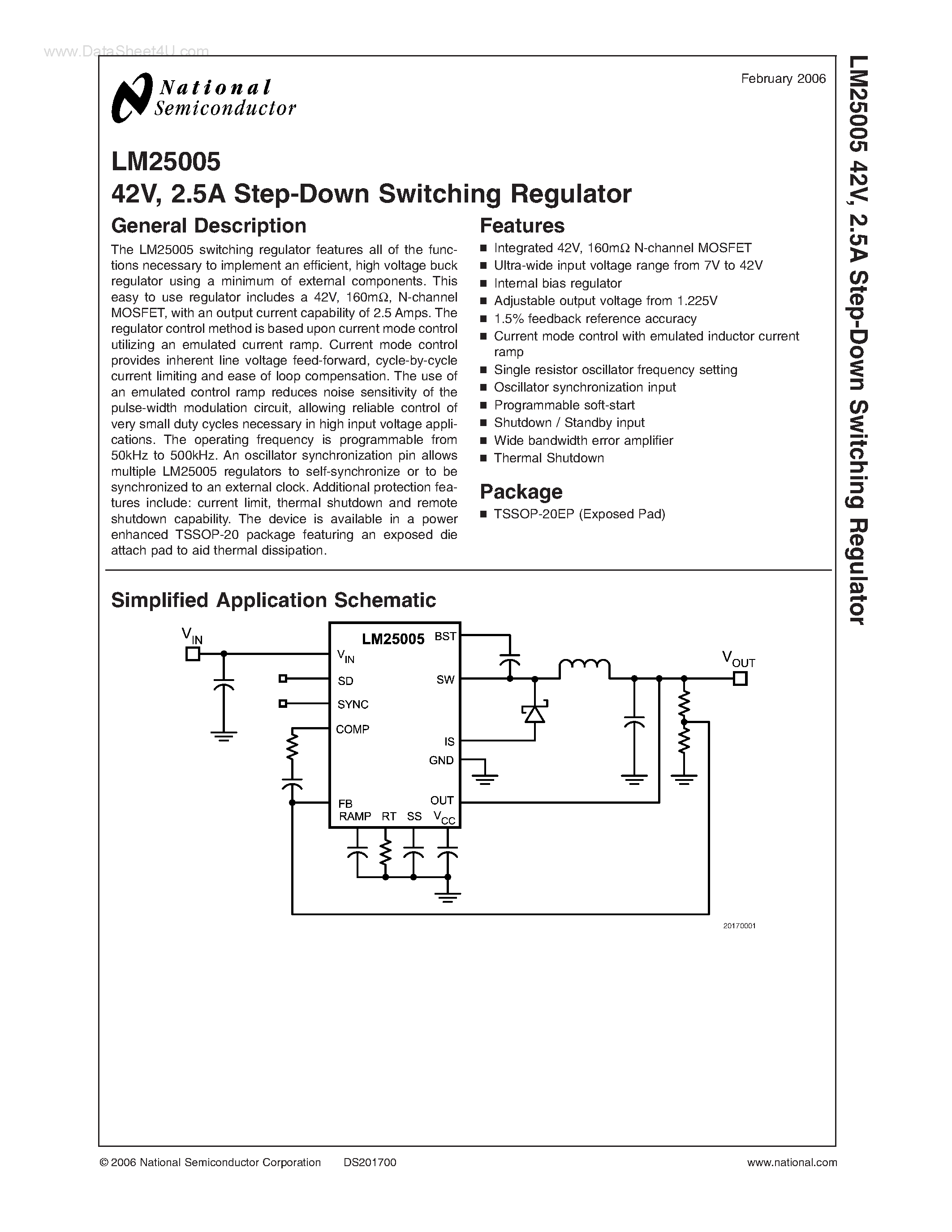 Даташит LM25005 - STEP-DOWN SWITCHING REGULATOR страница 1