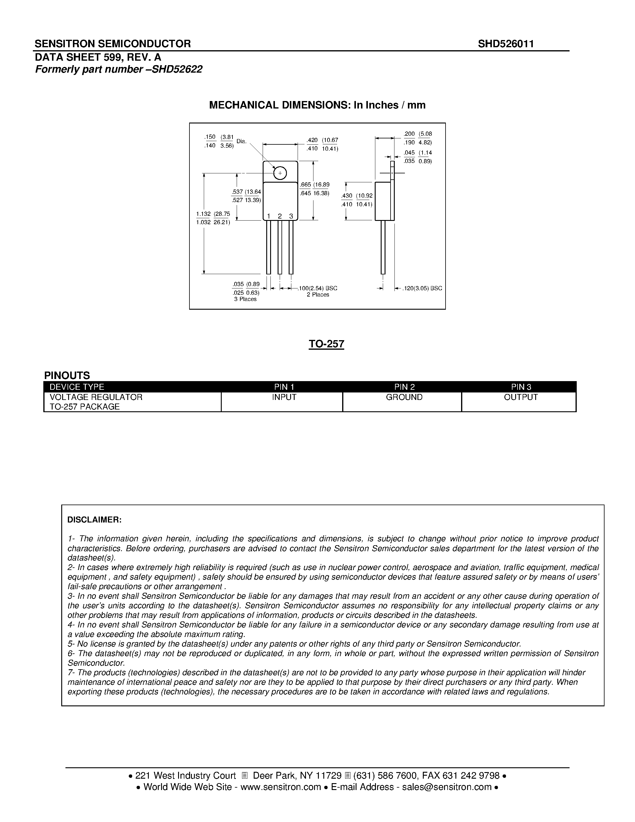 Datasheet SHD526011 - FIXED POSITIVE 5.0 VOLT REGULATOR page 2
