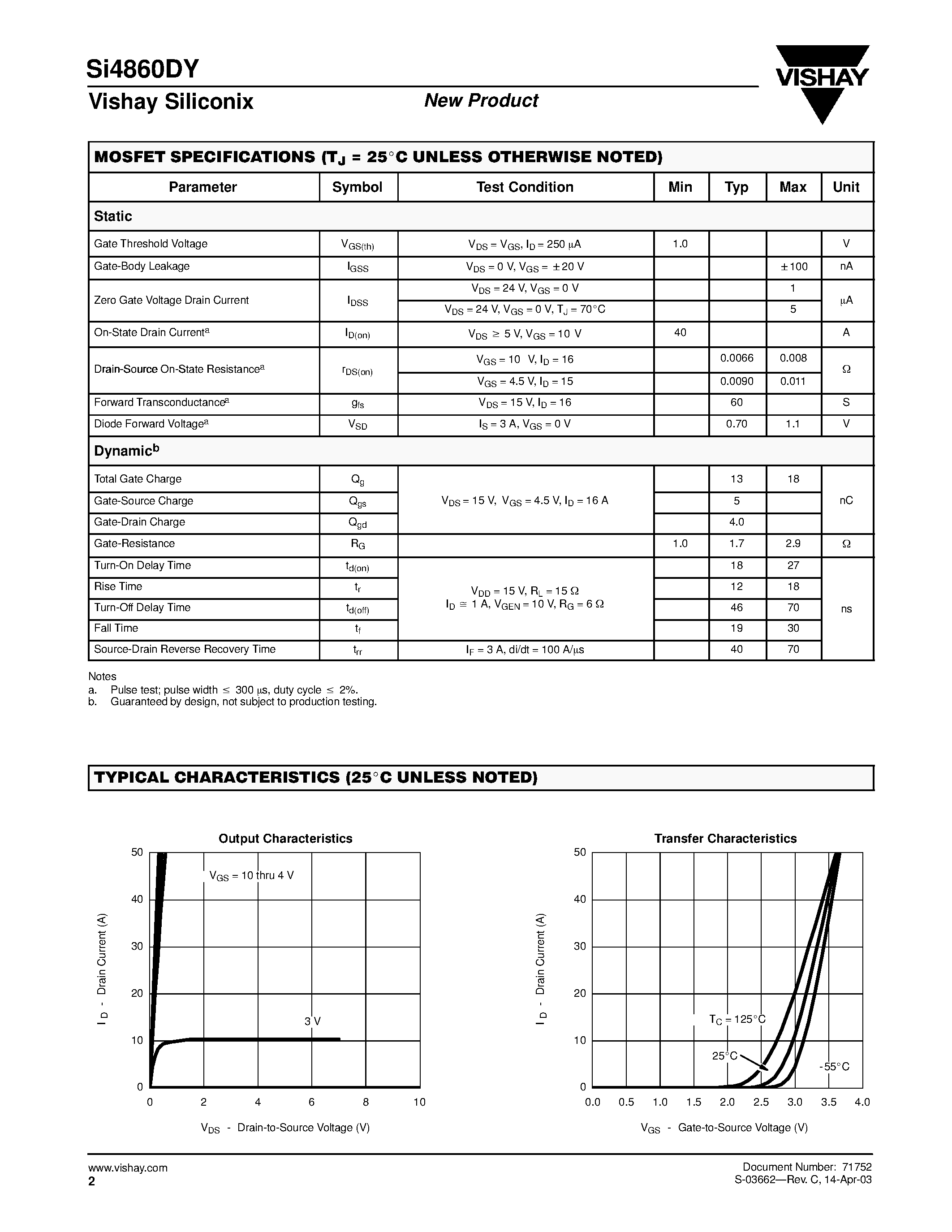 Datasheet SI4860DY - N-Channel MOSFET page 2