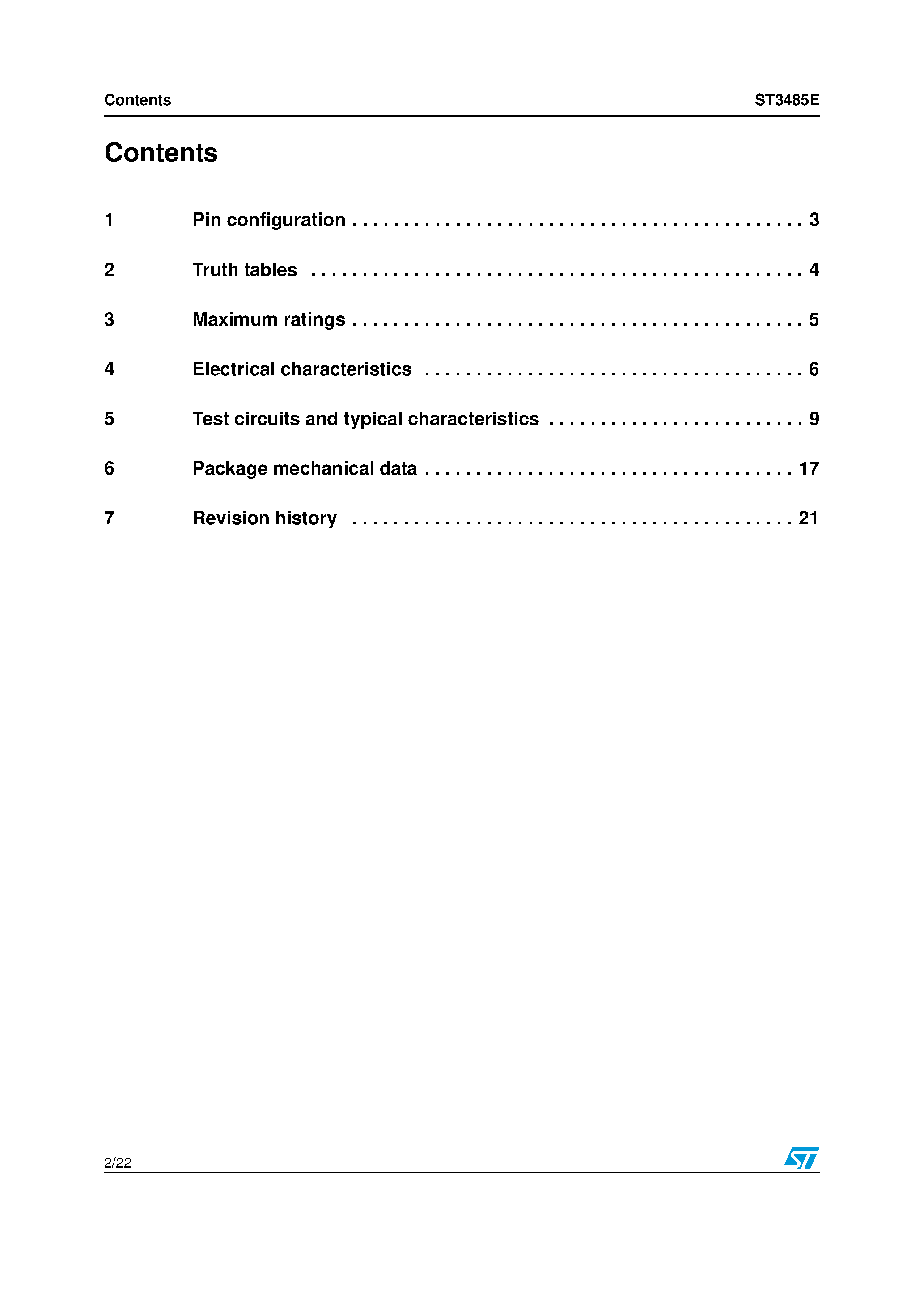 Даташит на микросхему ST3485E страница 2 Даташит ST3485E - TRASMIT AT UP TO 12MBPS TRUE RS-485/RS-422 TRANSCEIVER страница 2