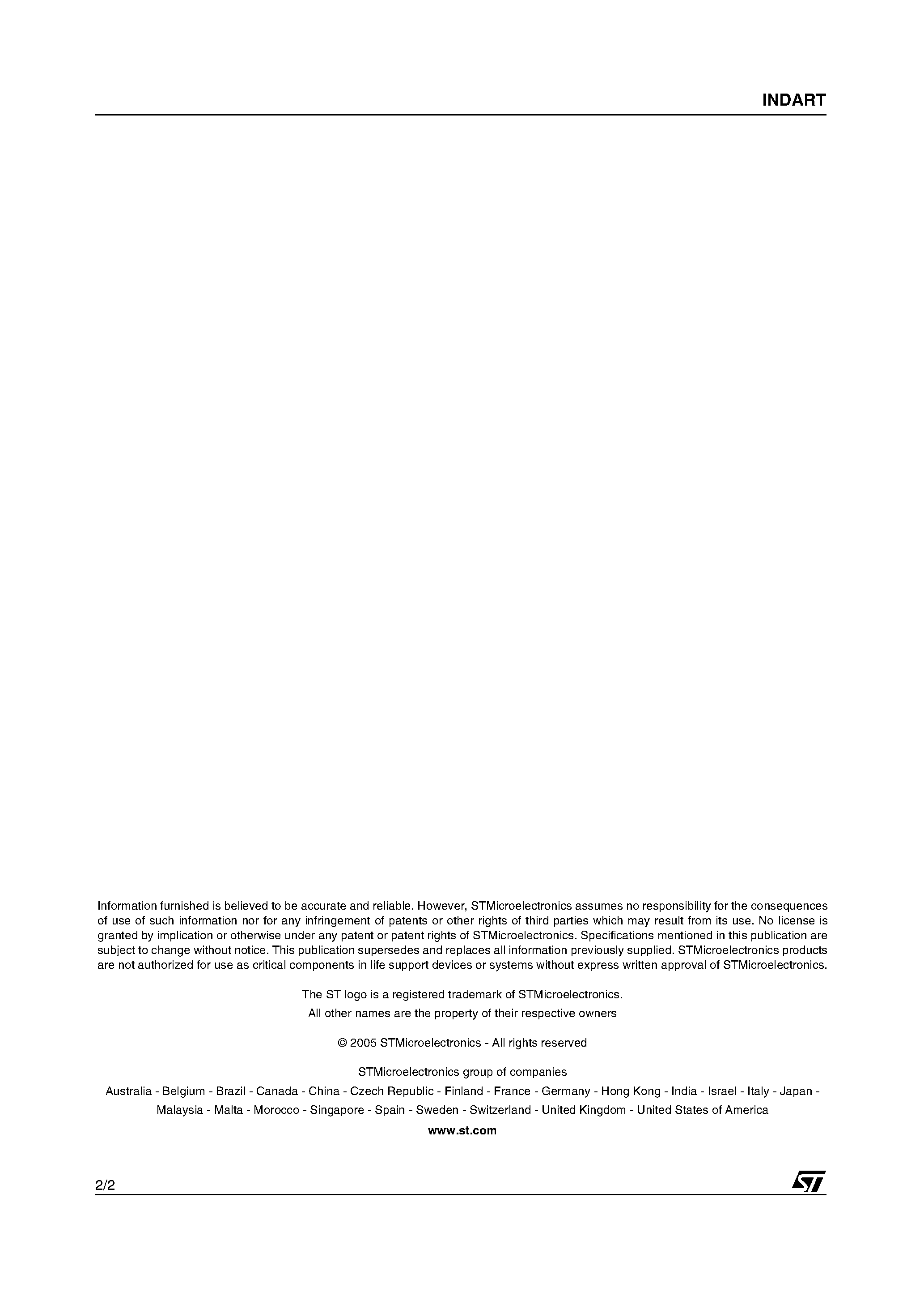 Datasheet ST7C254-INDART page 2 Datasheet ST7C254-INDART - (ST7xxxx-INDART) In-Circuit Debugging and In-Circuit Programming Tool page 2