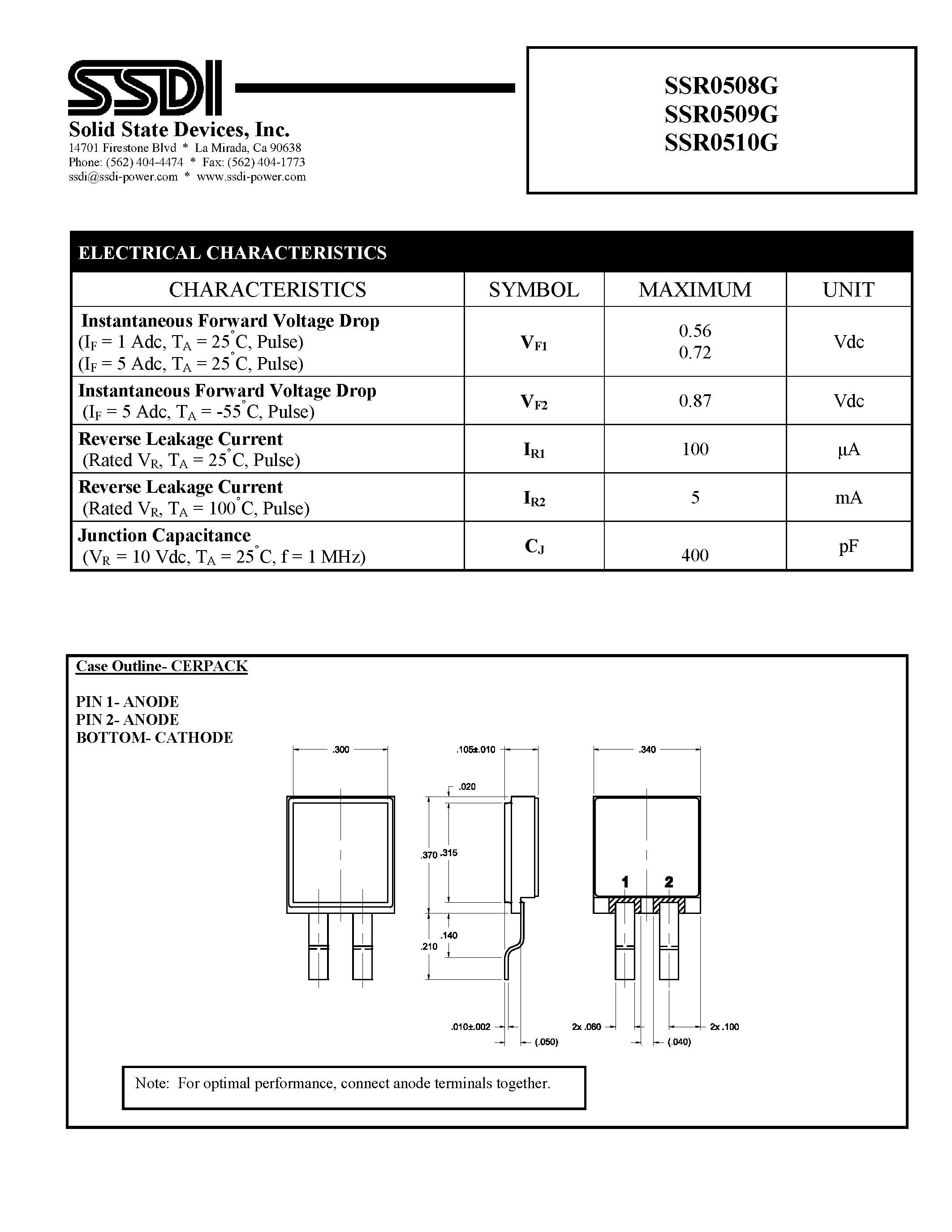 Даташит на микросхему SSR0508G страница 2 Даташит SSR0508G - (SSR0508G - SSR0510G) SCHOTTKY RECTIFIER страница 2