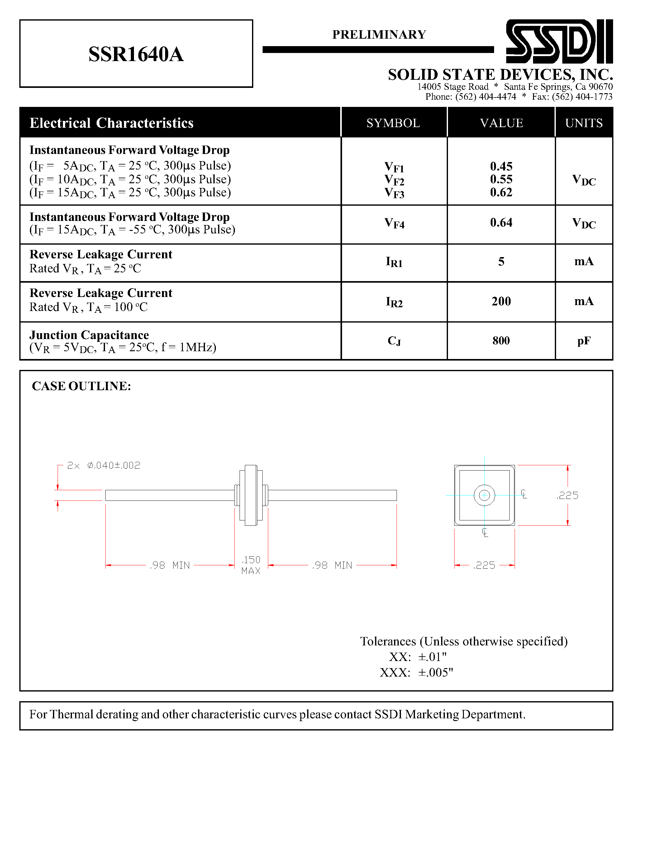 Даташит SSR1640A - SCHOTTKY RECTIFIER страница 2