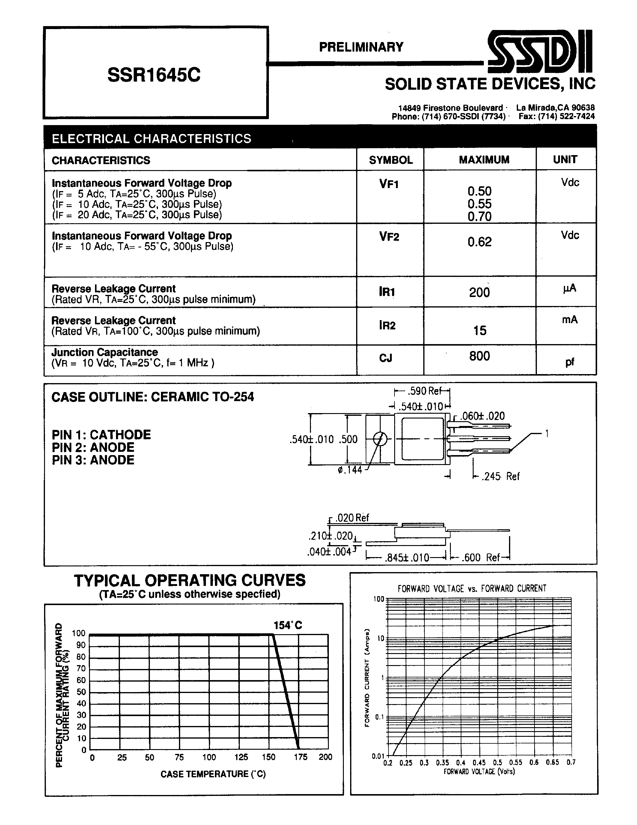 Datasheet SSR1645C - SCHOTTKY RECTIFIER page 2