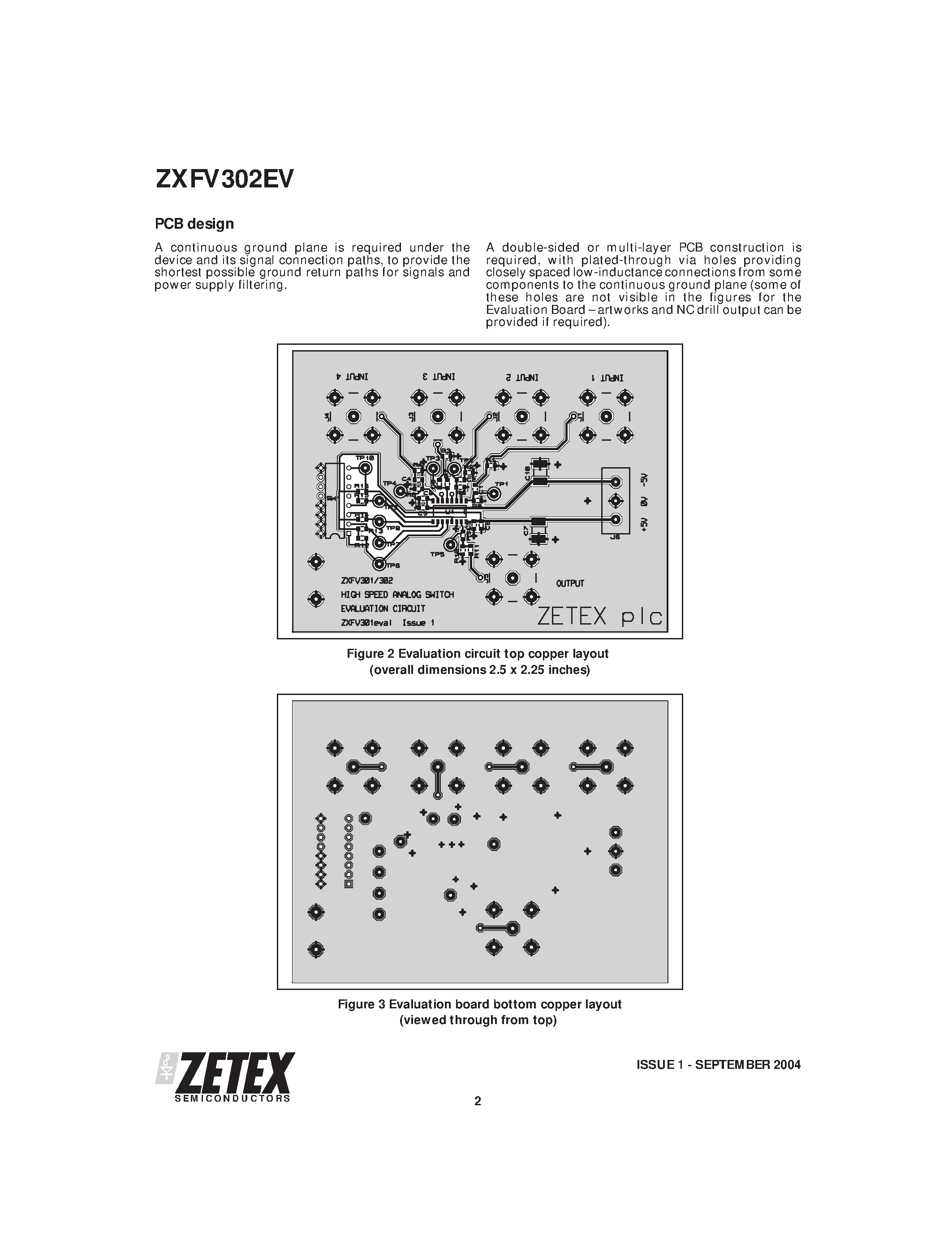 Даташит ZXFV302EV - 4:1 CHANNEL VIDEO MULTIPLEXER EVALUATION BOARD страница 2