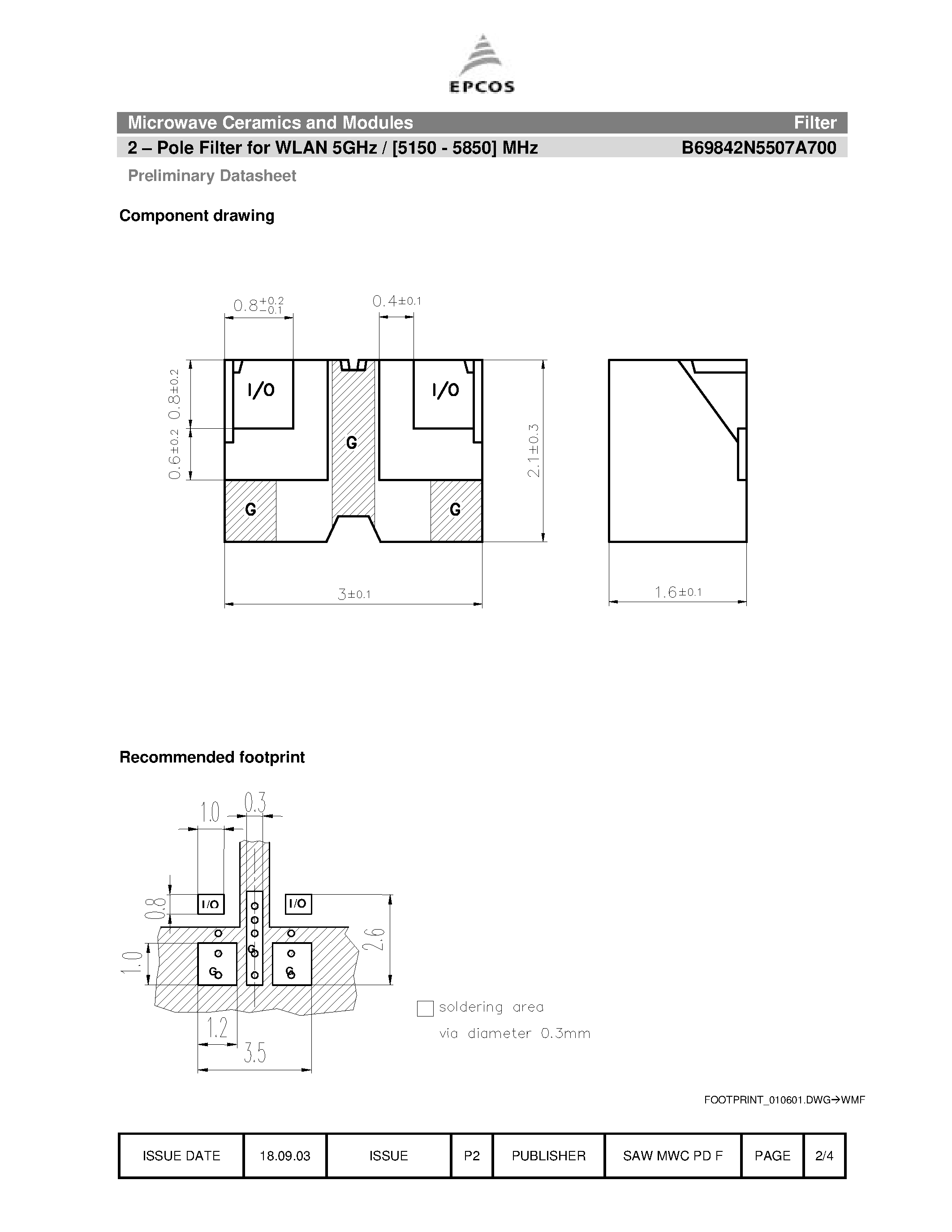 Даташит на микросхему B69842N5507A700 страница 2 Даташит B69842N5507A700 - 2 - Pole Filter страница 2