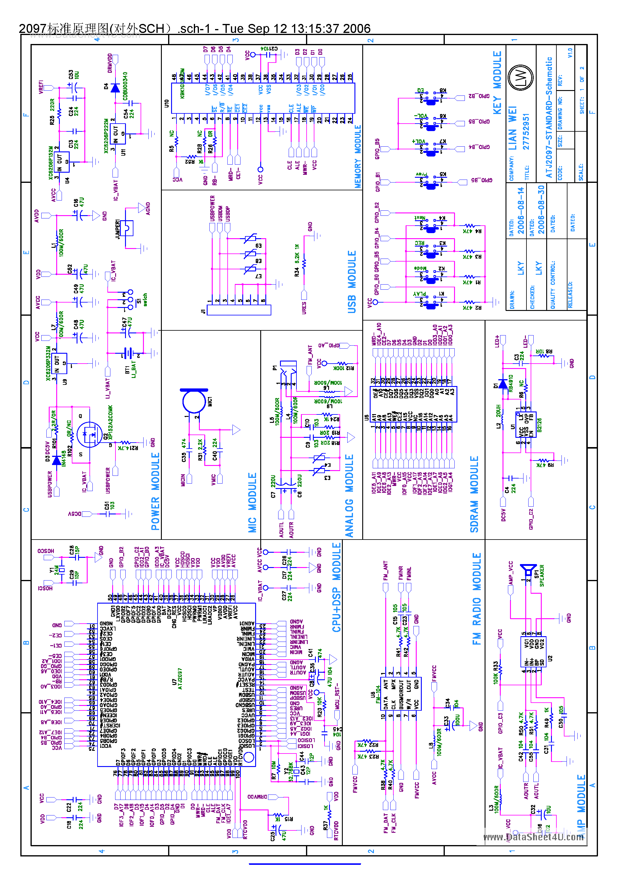 Datasheet ATJ-2097 page 1 Datasheet ATJ-2097 - Standar schematic page 1