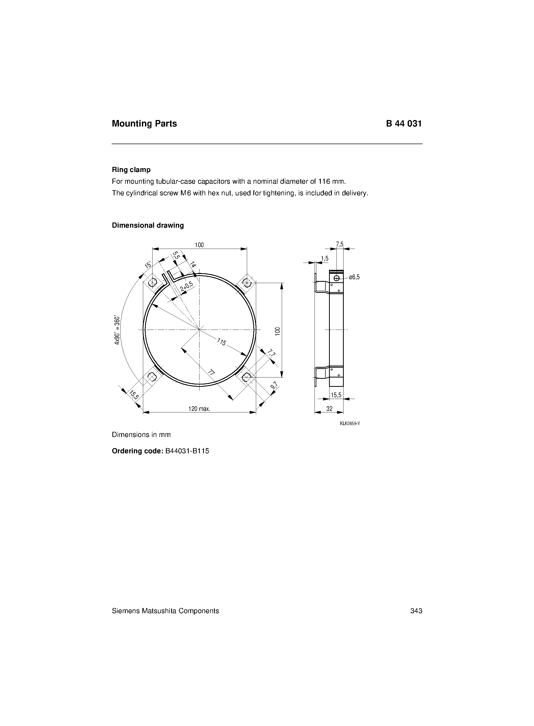 Datasheet B44031 - Mounting Parts page 1