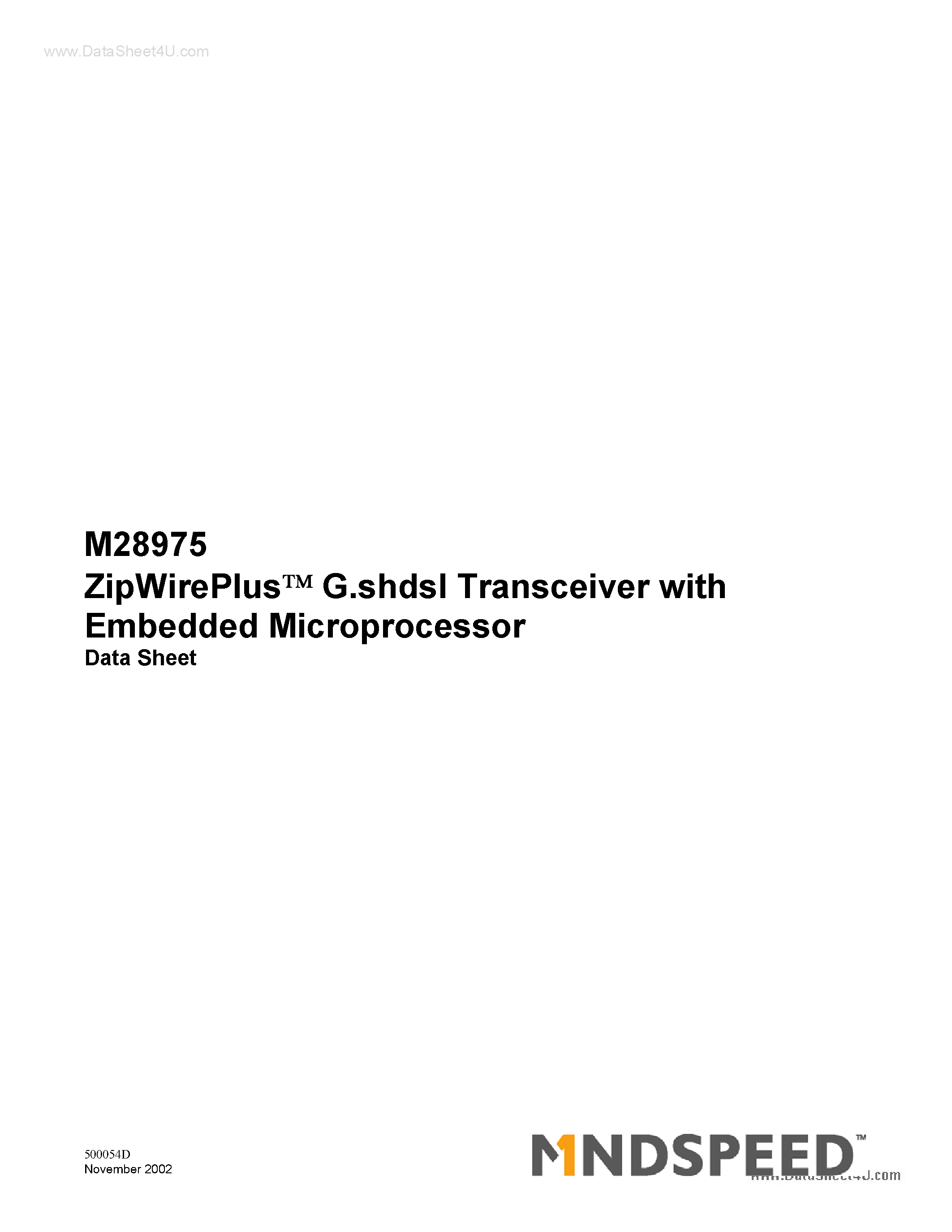 Datasheet M28927-29 page 1 Datasheet M28927-29 - G.Shdsl Transceiver page 1