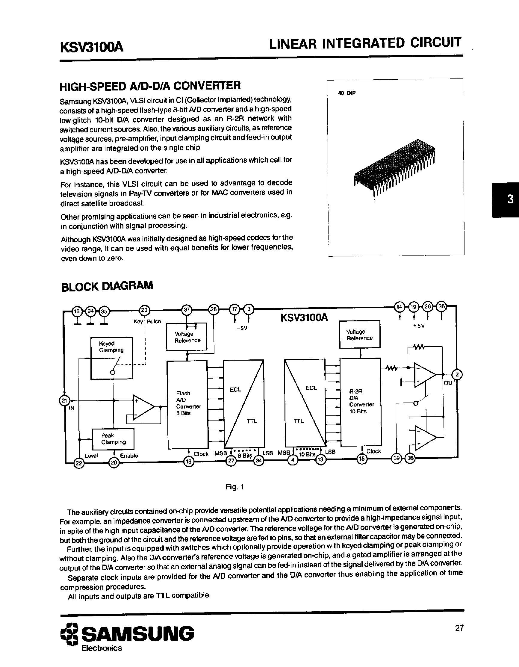 Datasheet KSV3100A - High Speed A/D - D/A Converter page 1