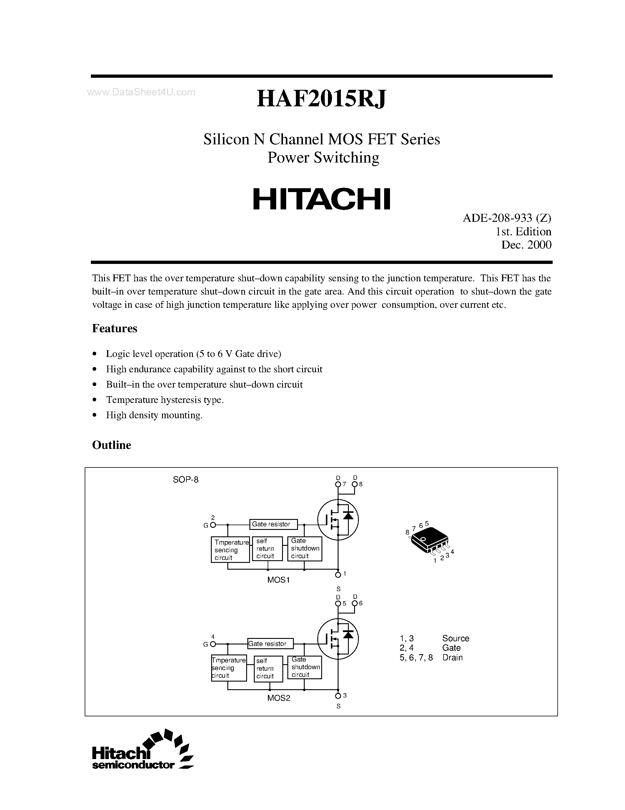 Datasheet HAF2015RJ - SILICON N CHANNEL MOS FET SERIES POWER SWITCHING page 1