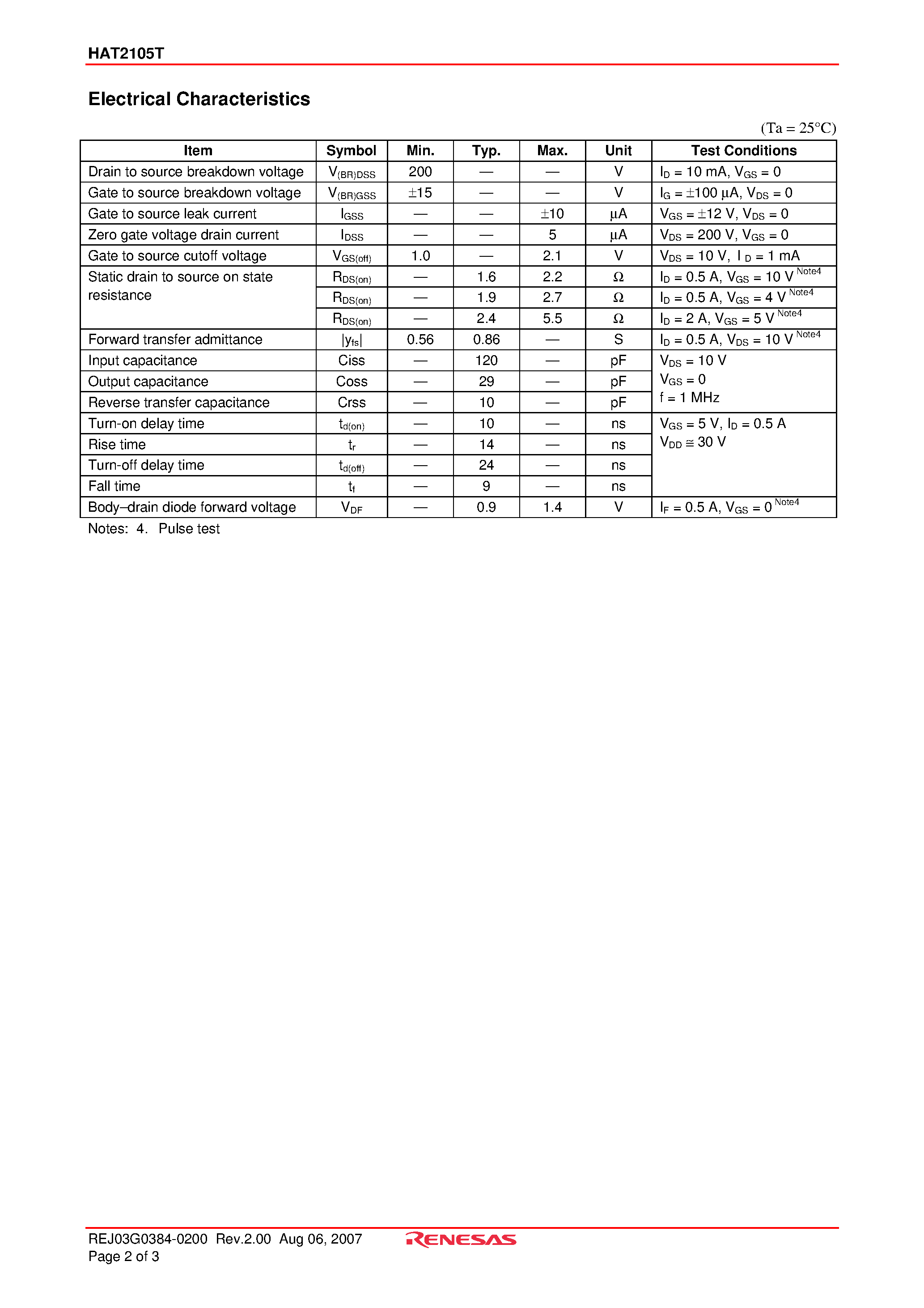 Datasheet HAT2105T - Silicon N Channel MOS FET High Speed Power Switching page 2
