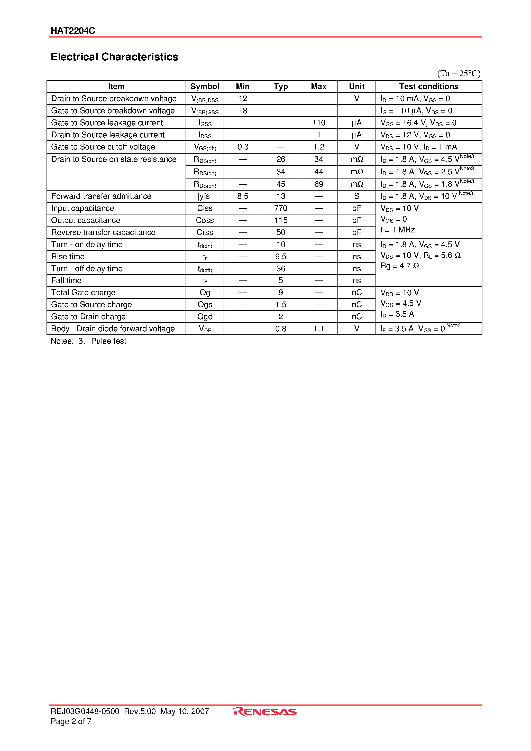 Datasheet HAT2204C - Silicon N Channel MOS FET Power Switching page 2
