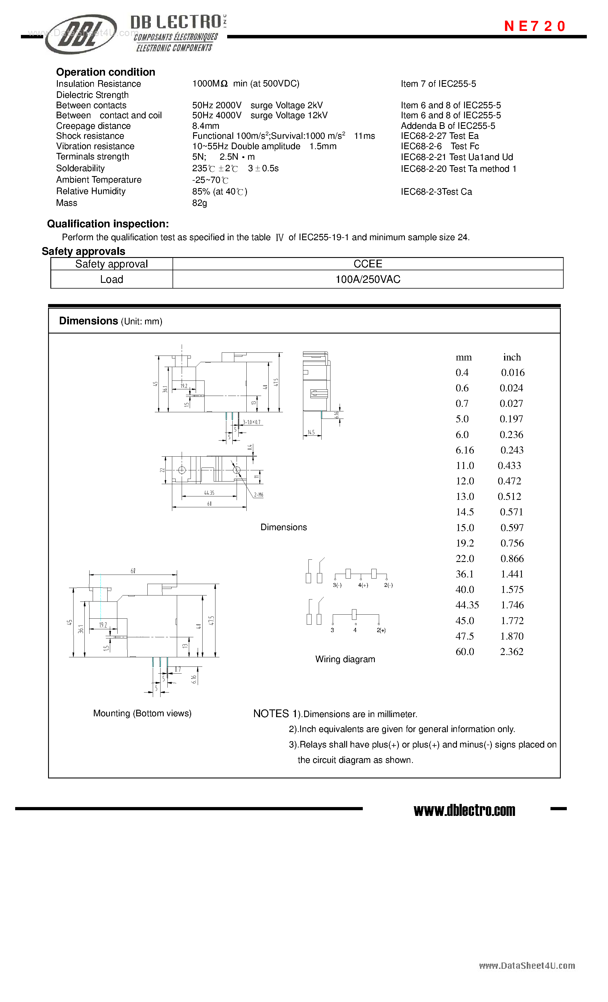 Даташит NE720 - Magnet latching relay страница 2