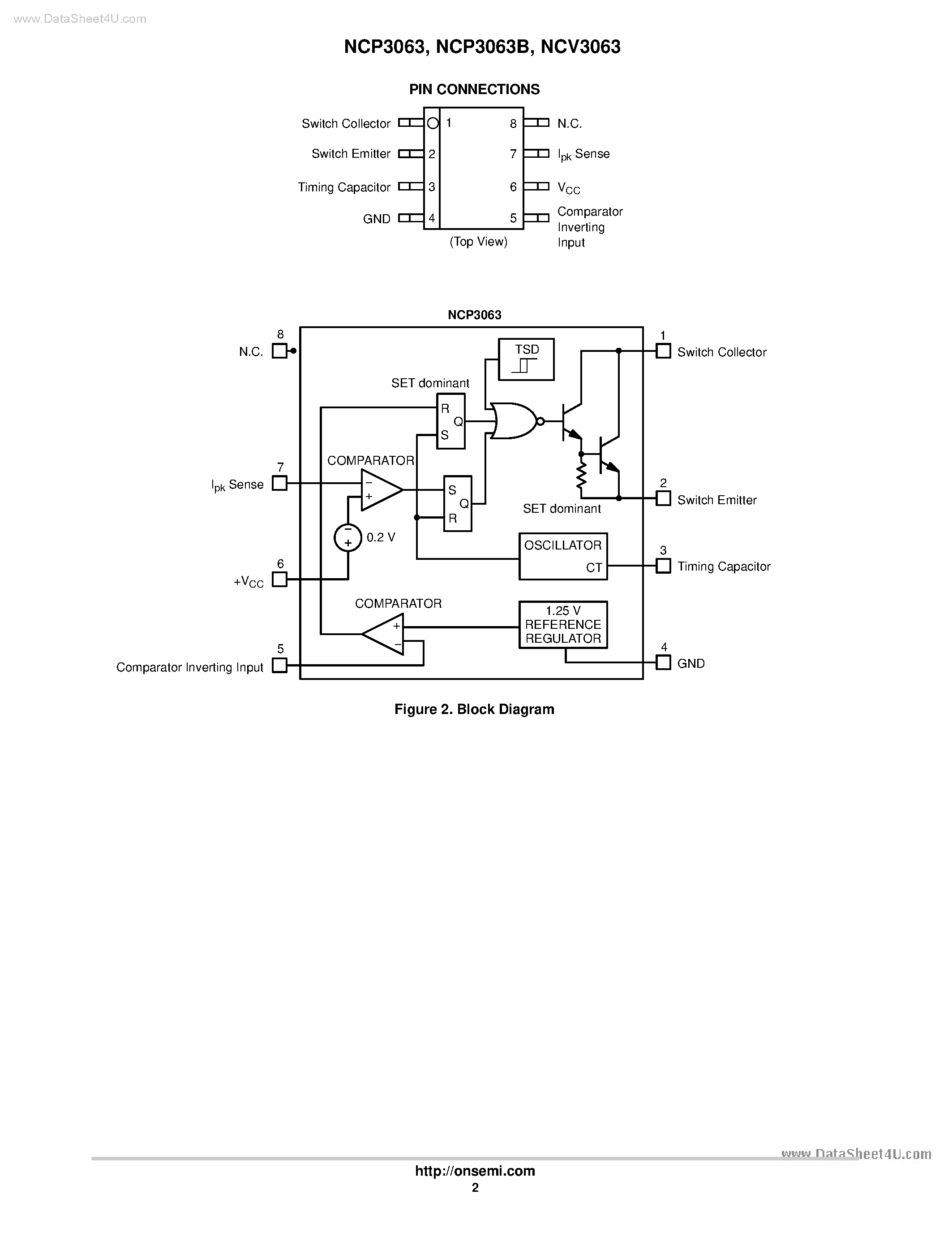 Datasheet NCP3063 page 2 Datasheet NCP3063 - Step Up/Down Inverting Switching Regulators page 2