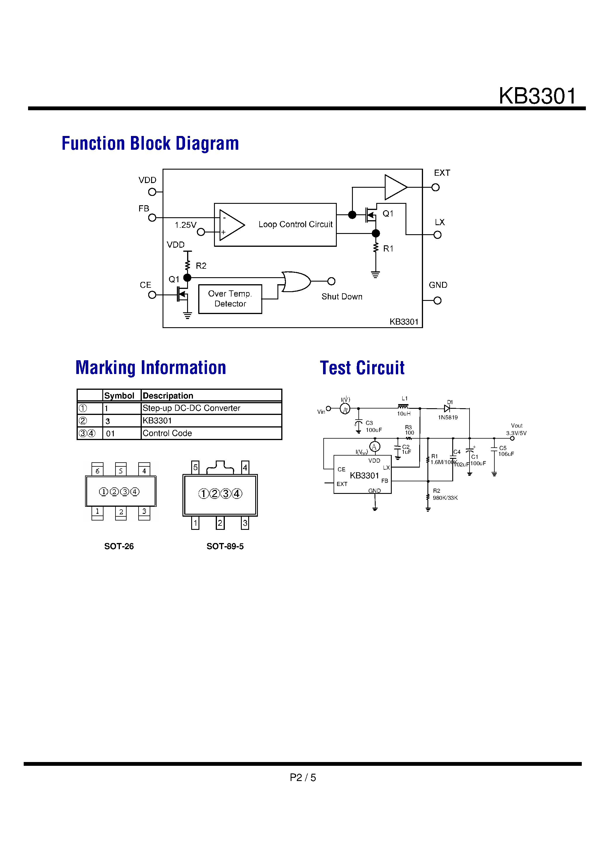 Даташит KB3301 - Step-up DC/DC converter страница 2