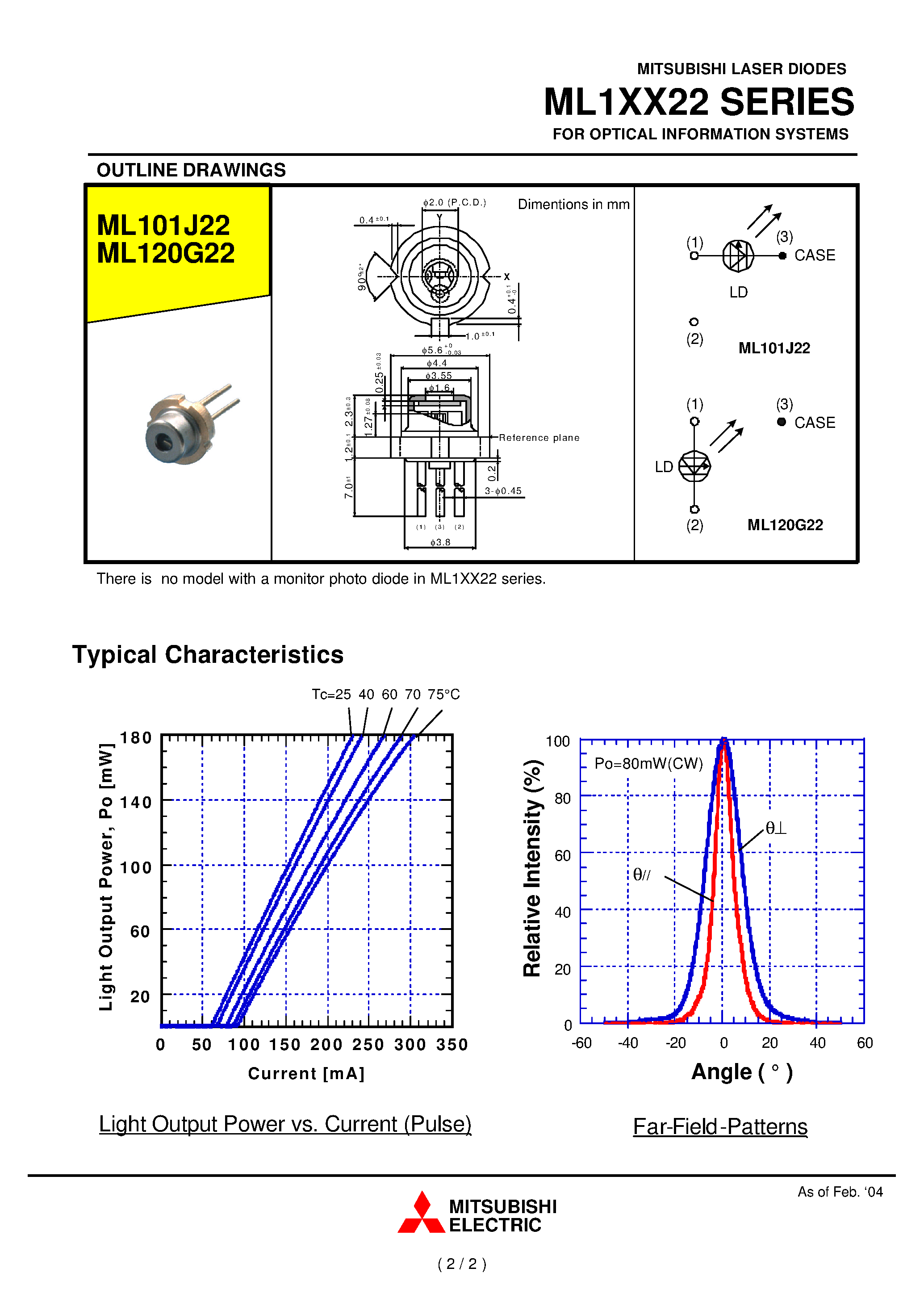 Даташит на микросхему ML101J22 страница 2 Даташит ML101J22 - (ML1xx22) FOR OPTICAL INFORMATION SYSTEMS страница 2