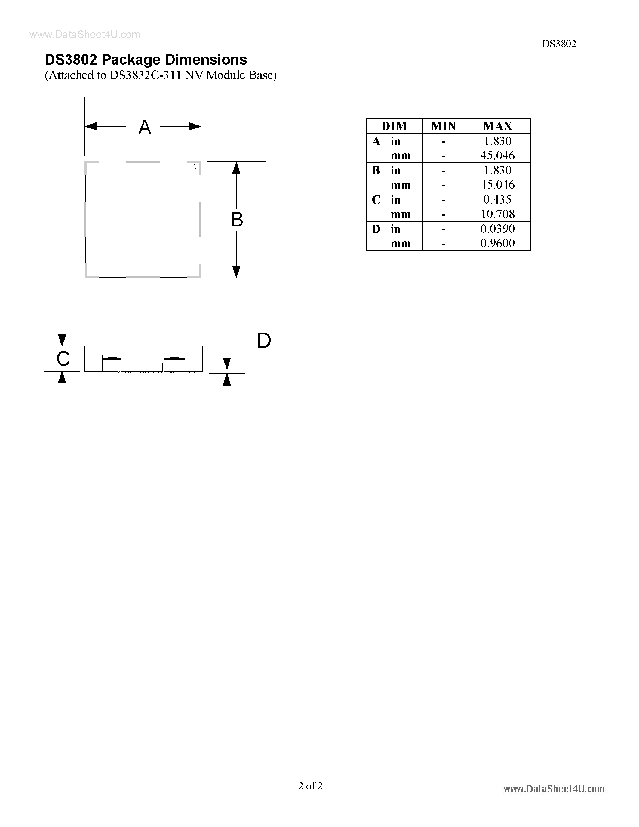 Datasheet DS3802 - Advanced NV SRAM Battery page 2