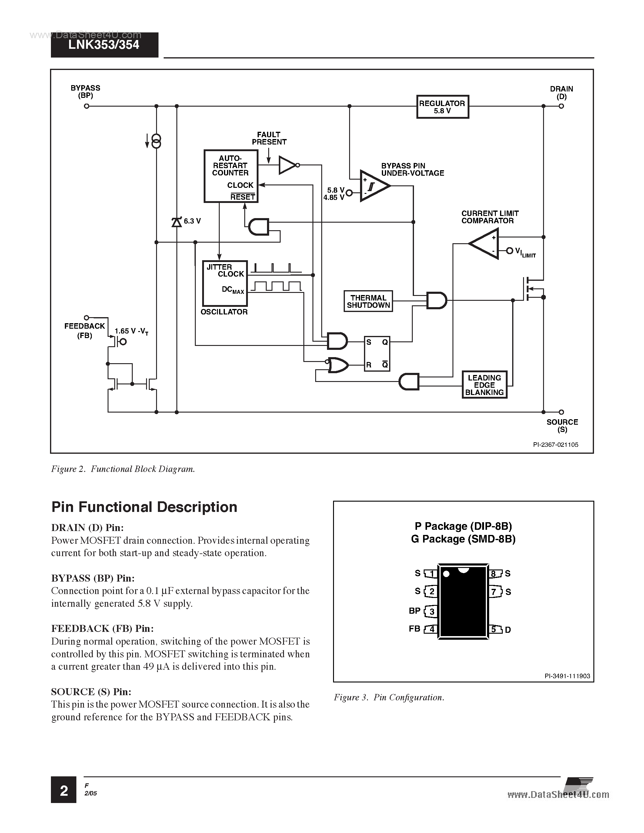 Даташит на микросхему LNK353 страница 2 Даташит LNK353 - (LNK353 / LNK354) Low Power Off-Line Switcher IC страница 2
