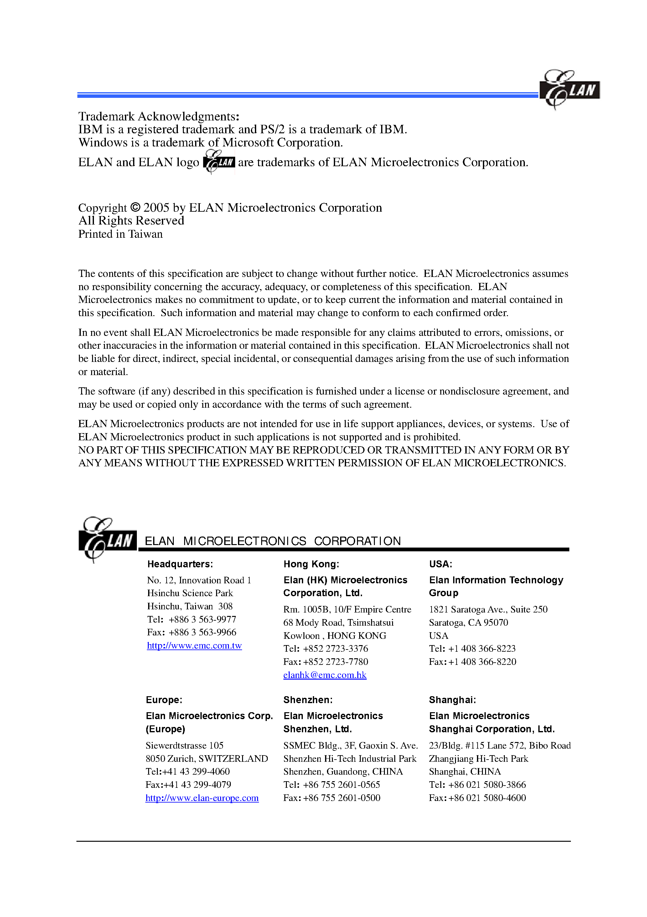 EM78P259N даташит ELAN Microelectronics техническое описание ...