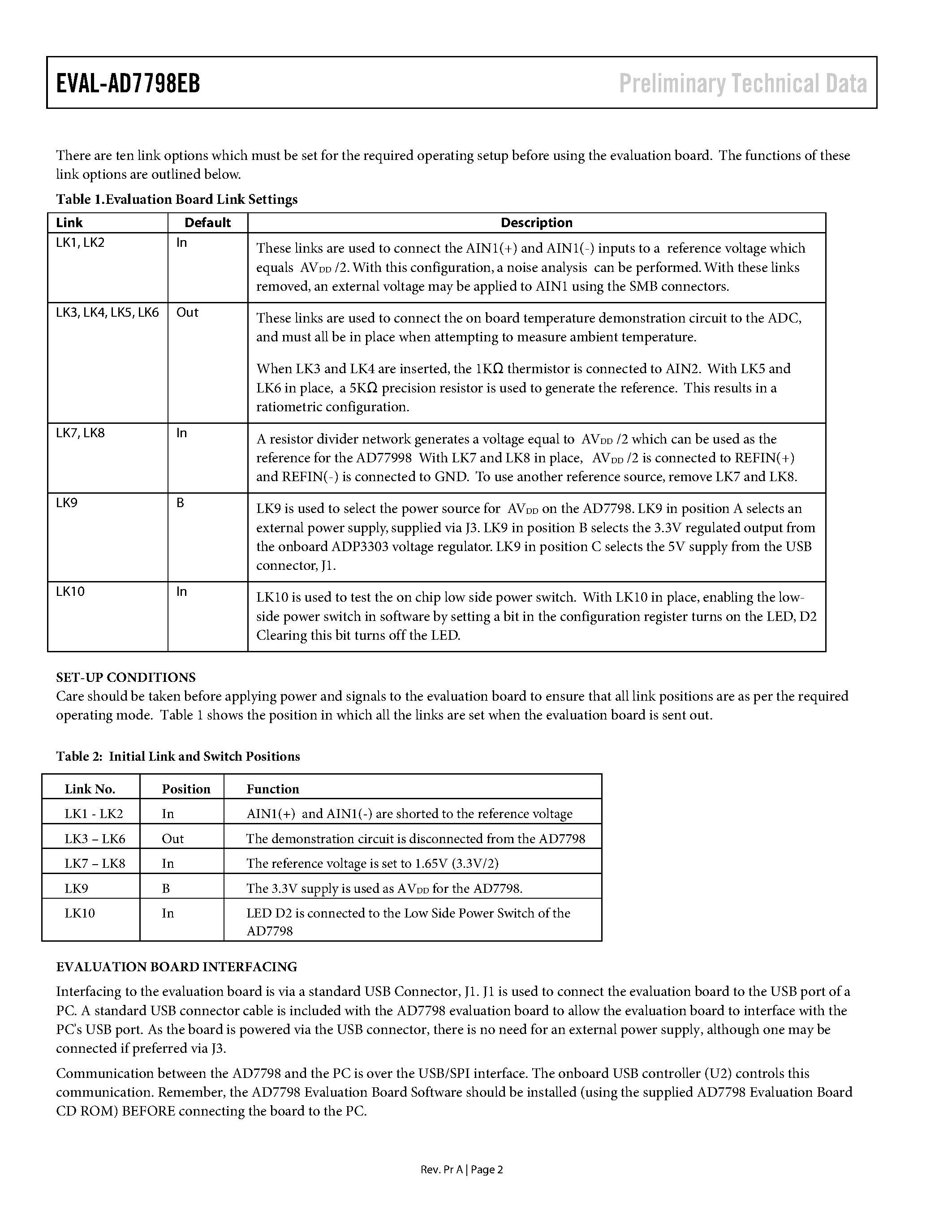 Даташит на микросхему EVAL-AD7798EB страница 2 Даташит EVAL-AD7798EB - 16-Bit Low Power ADC страница 2