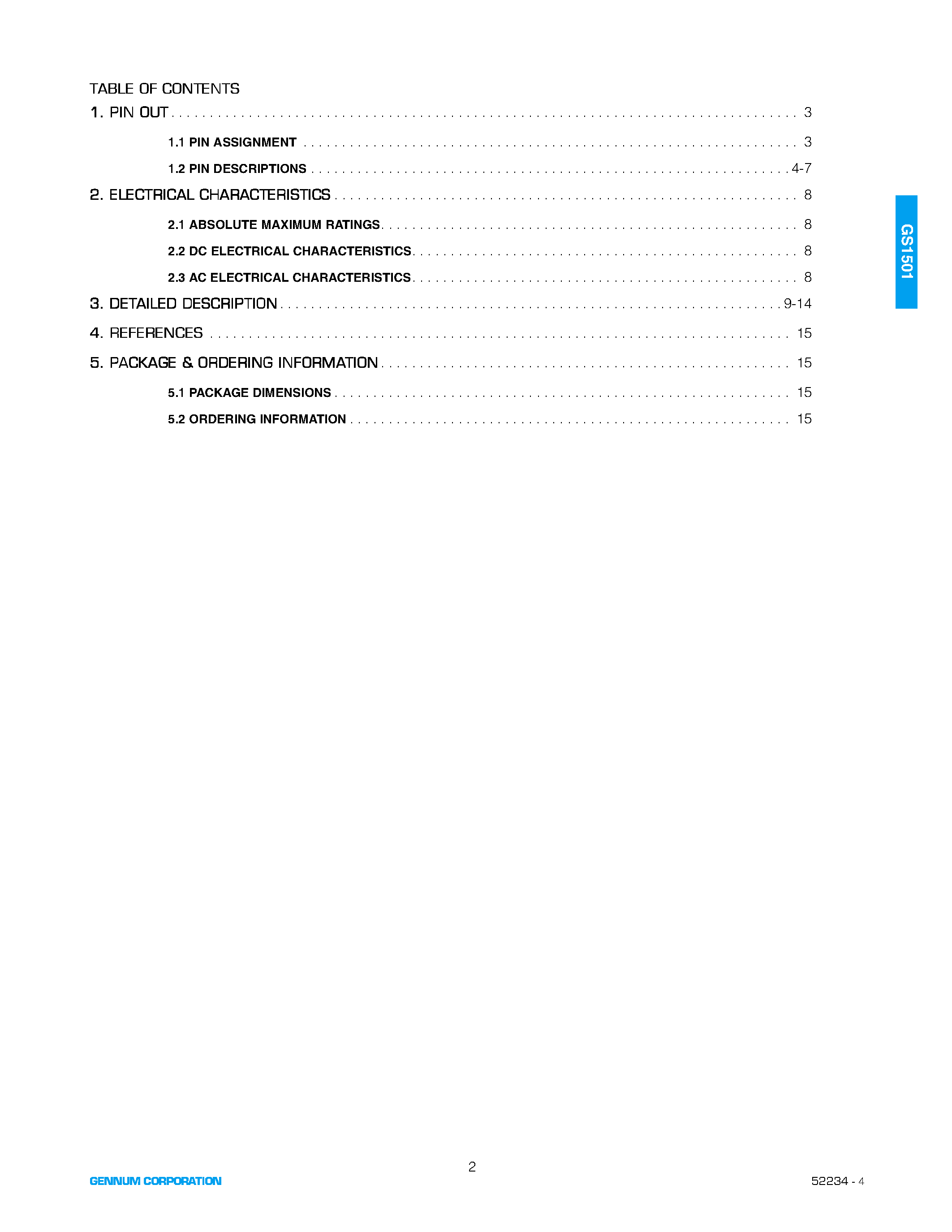 Даташит на микросхему GS1501 страница 2 Даташит GS1501 - HDTV Serial Digital Formatter страница 2