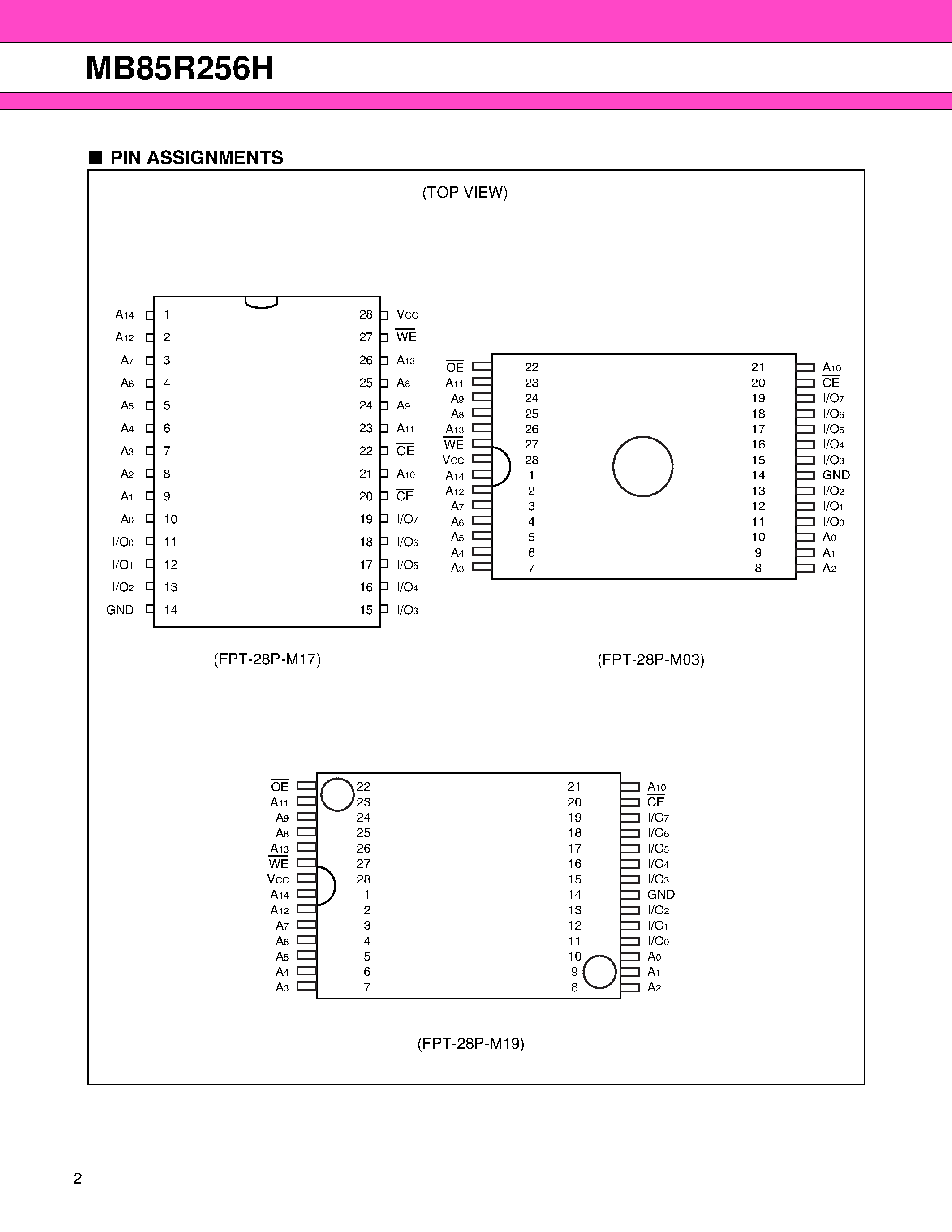 Даташит MB85R256H - Memory FRAM CMOS 256 K (32 K X 8) Bit страница 2