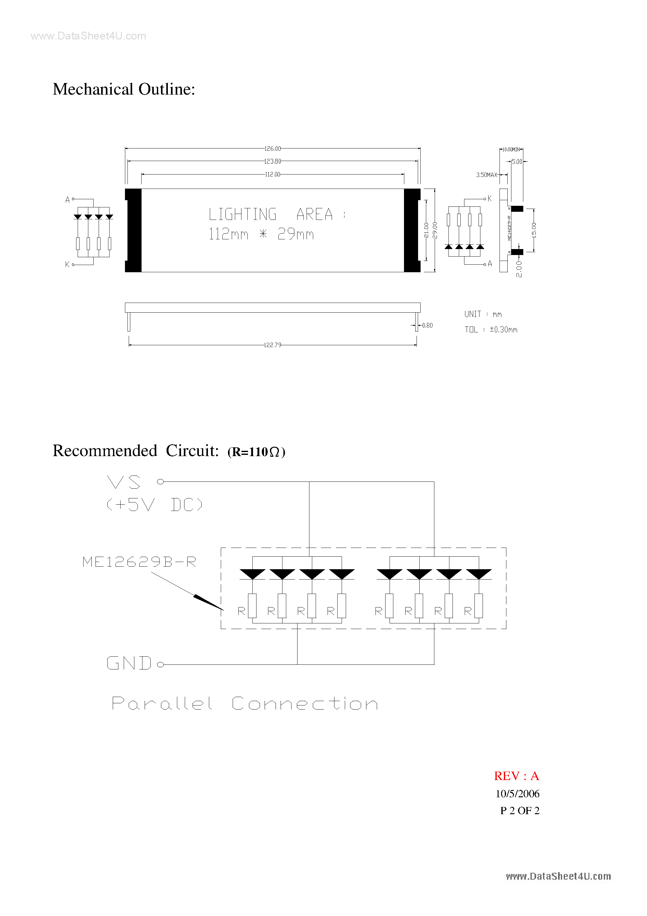 Даташит ME12629B-R - BLUE SIDE BACKLIGHT страница 2