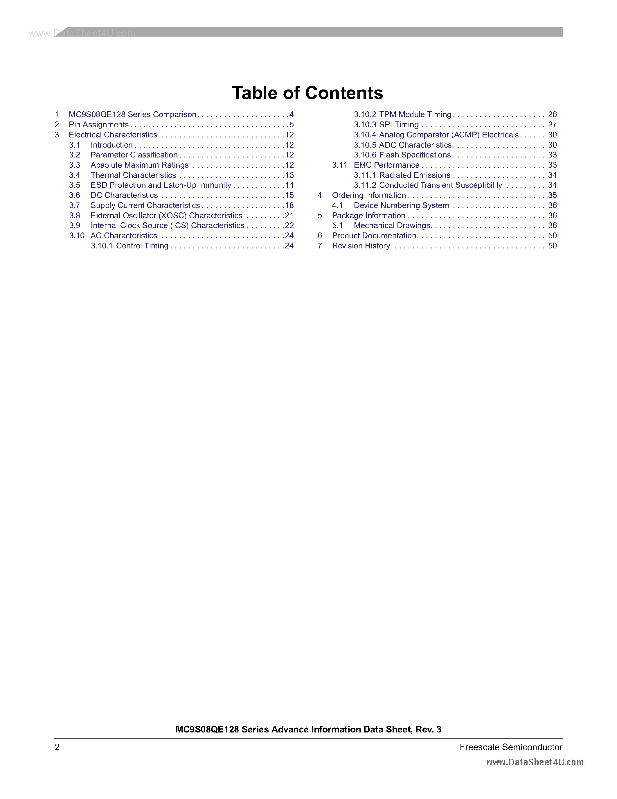 Даташит MC9S08QE128 - 8-Bit HCS08 Central Processor Unit страница 2