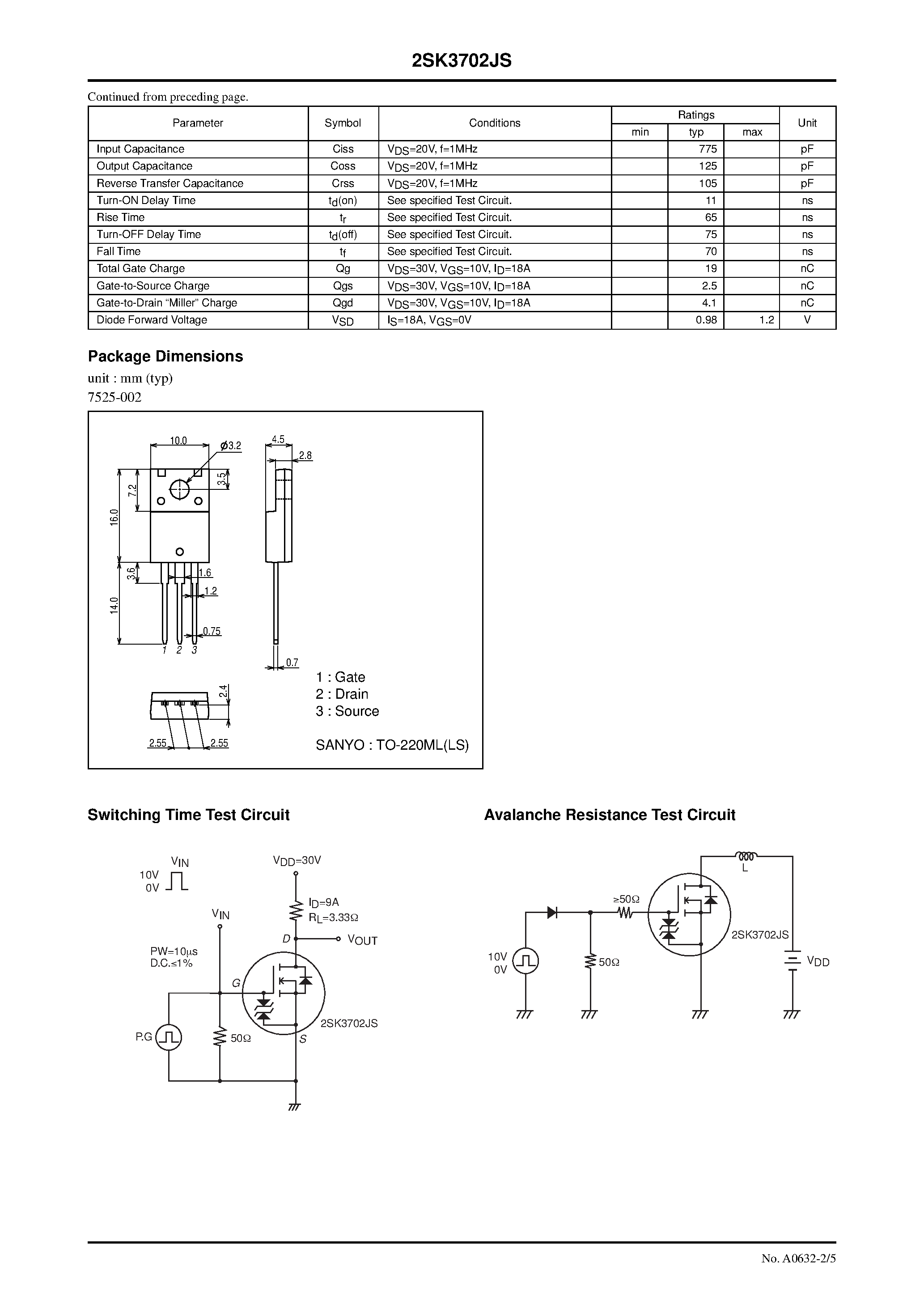 Datasheet 2SK3702JS - N-Channel Silicon MOSFET page 2