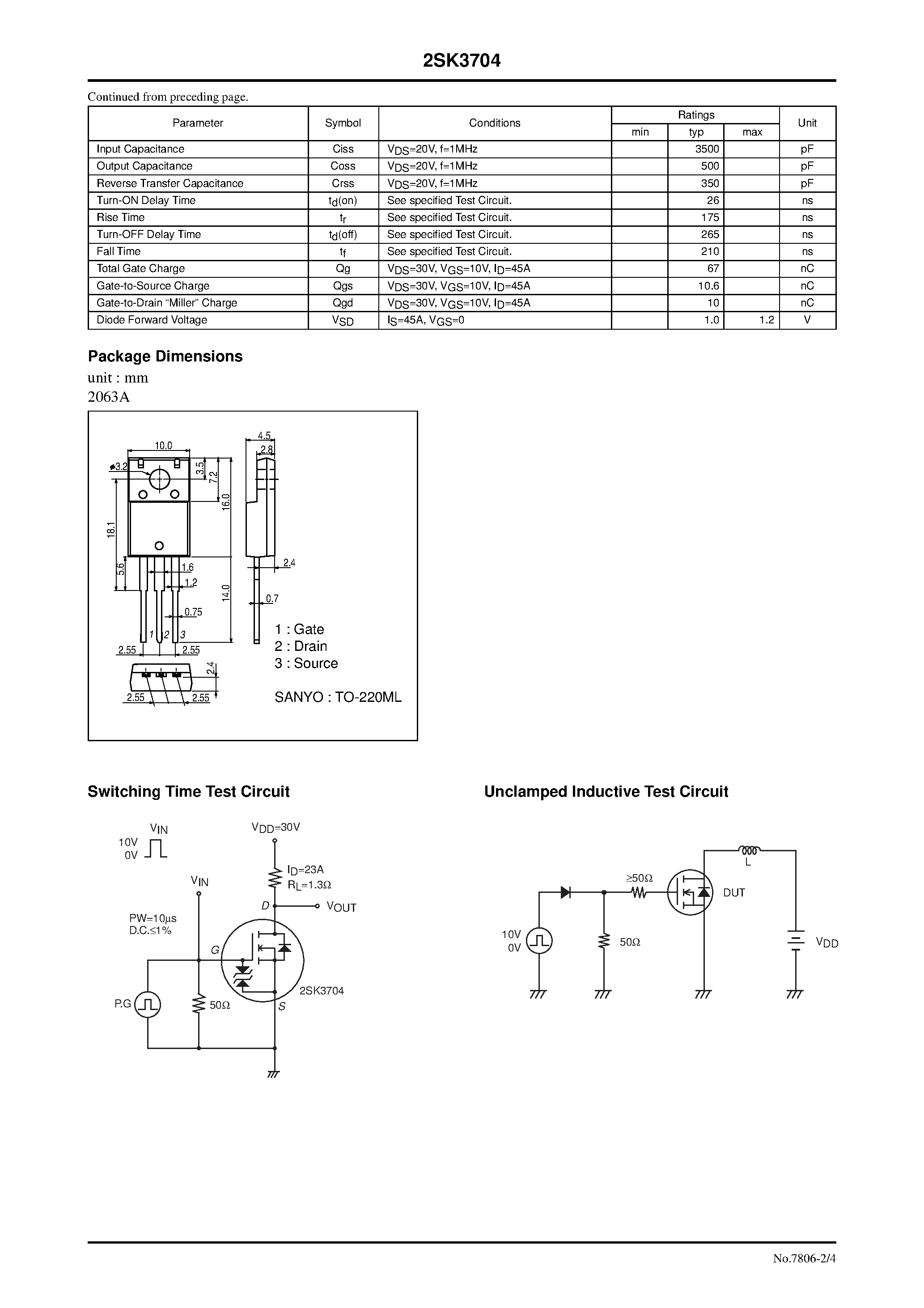 Datasheet 2SK3704 - General-Purpose Switching Device Applications page 2
