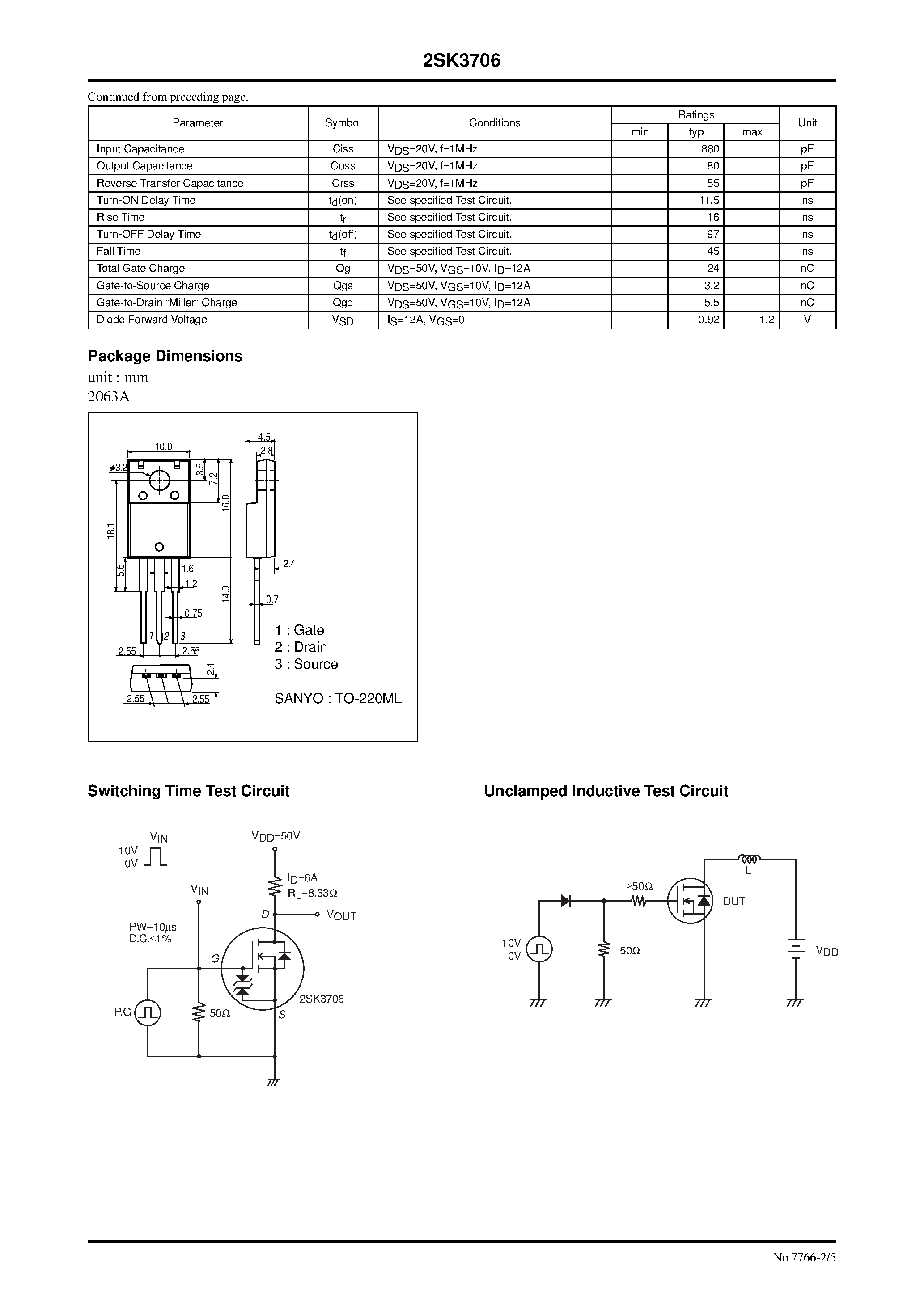 Datasheet 2SK3706 - General-Purpose Switching Device Applications page 2