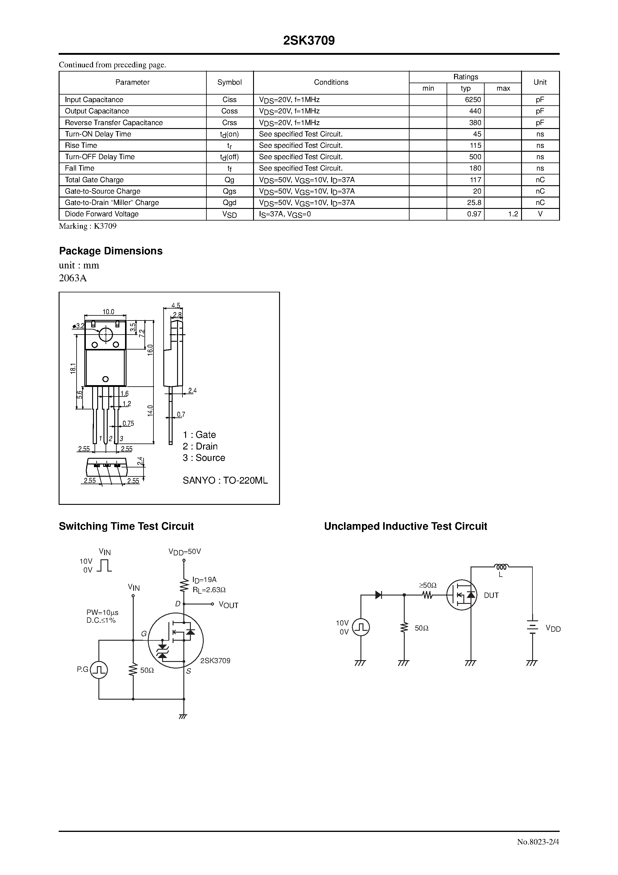 Datasheet 2SK3709 - General-Purpose Switching Device Applications page 2