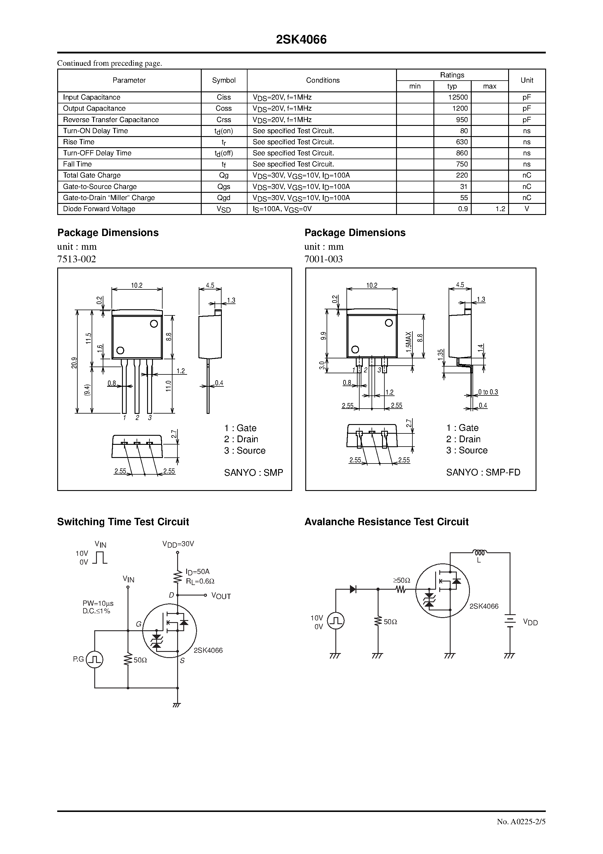 Datasheet 2SK4066 - N-Channel Silicon MOSFET page 2