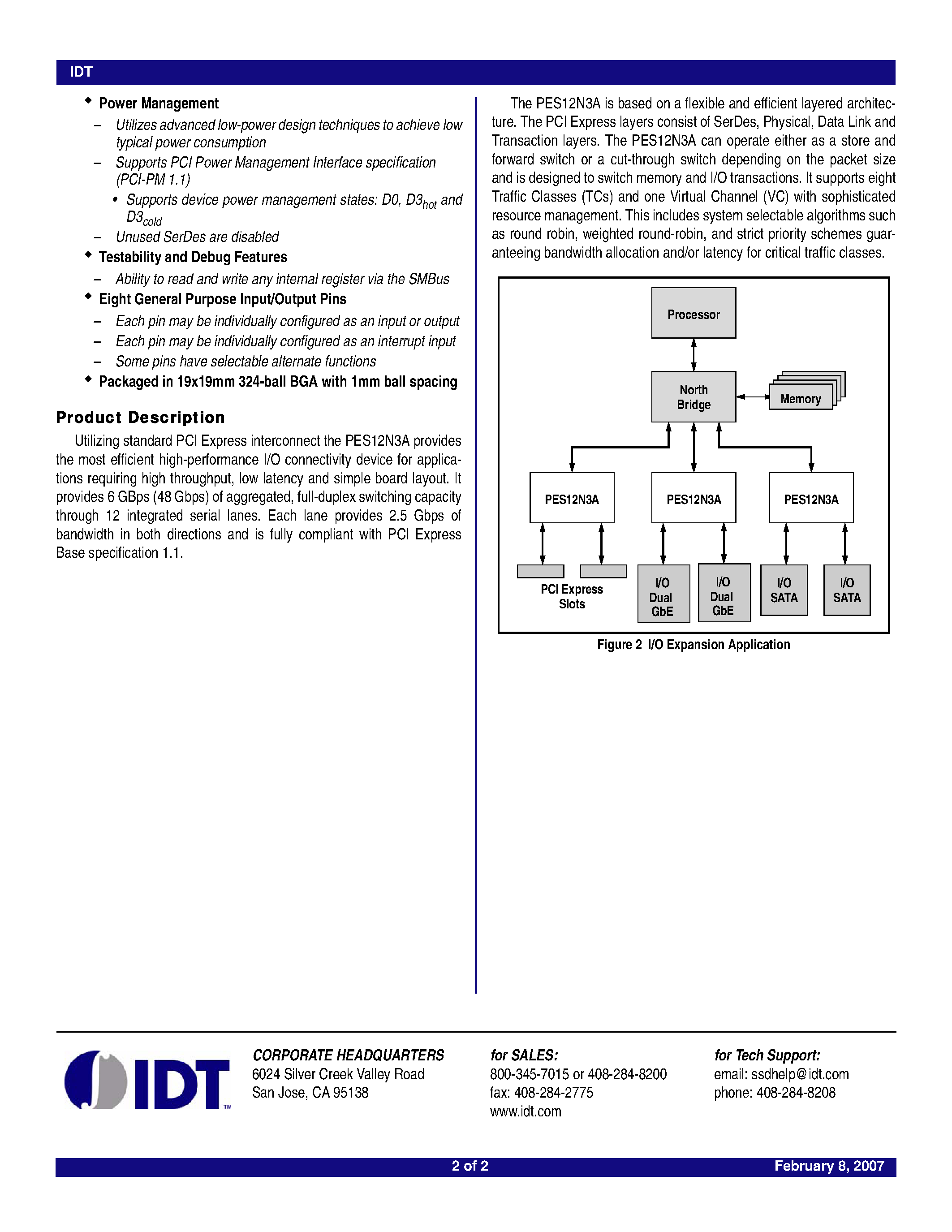 Datasheet 89HPES12N3A - 12 Lane 3-Port PCI Express Switch page 2