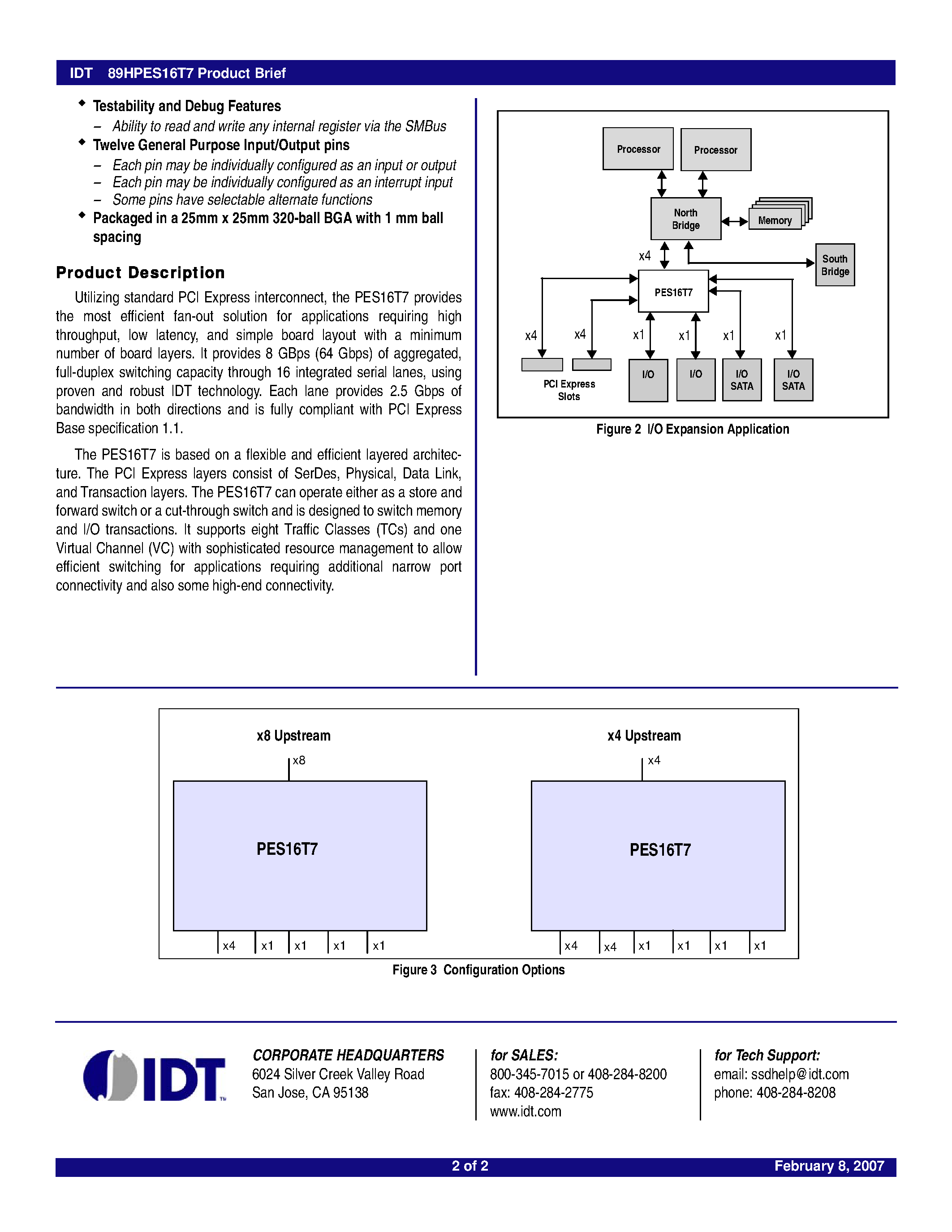 Datasheet 89HPES16T7 - 16-Lane 7-Port PCI Express Switch page 2