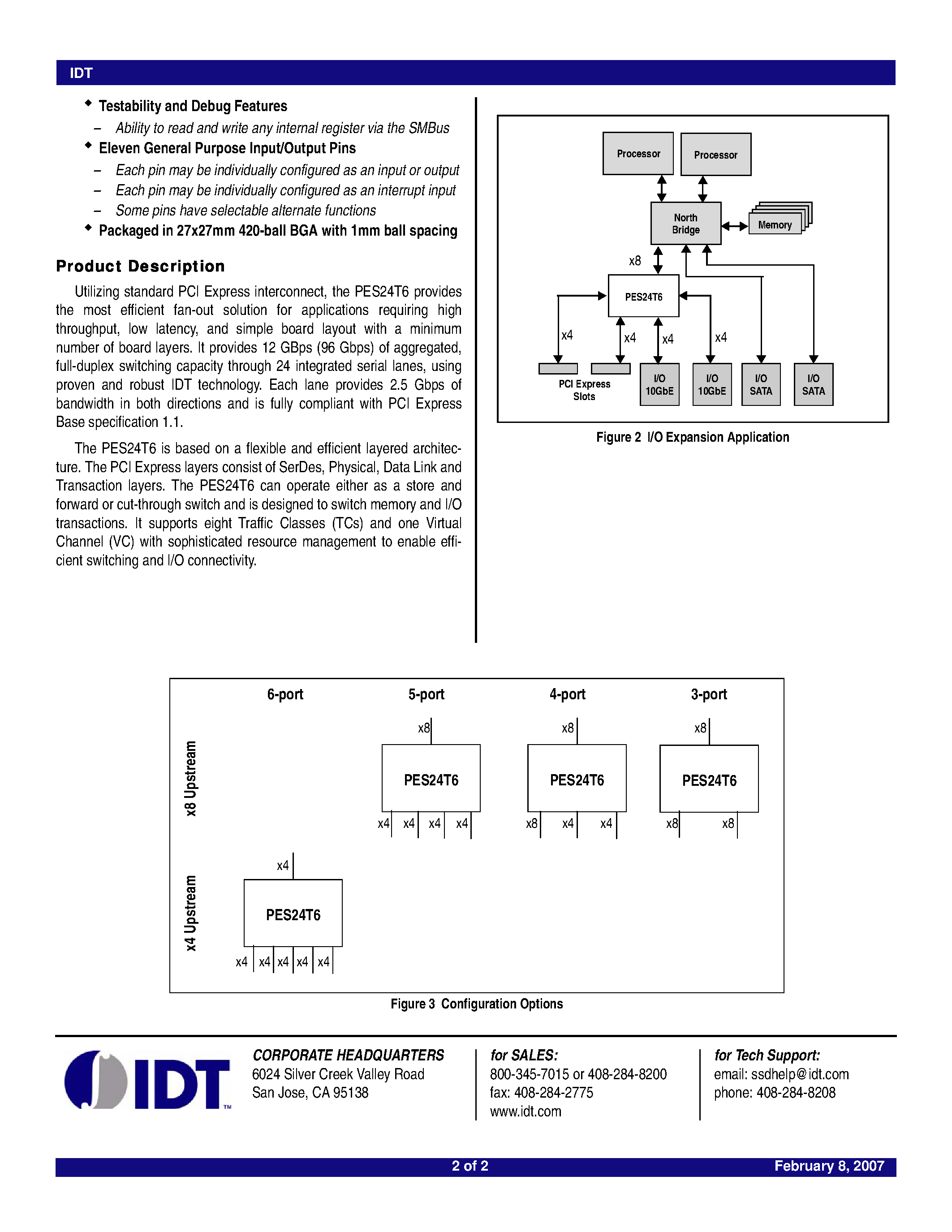 Datasheet 89HPES24T6 - 24-Lane 6-Port PCI Express Switch page 2