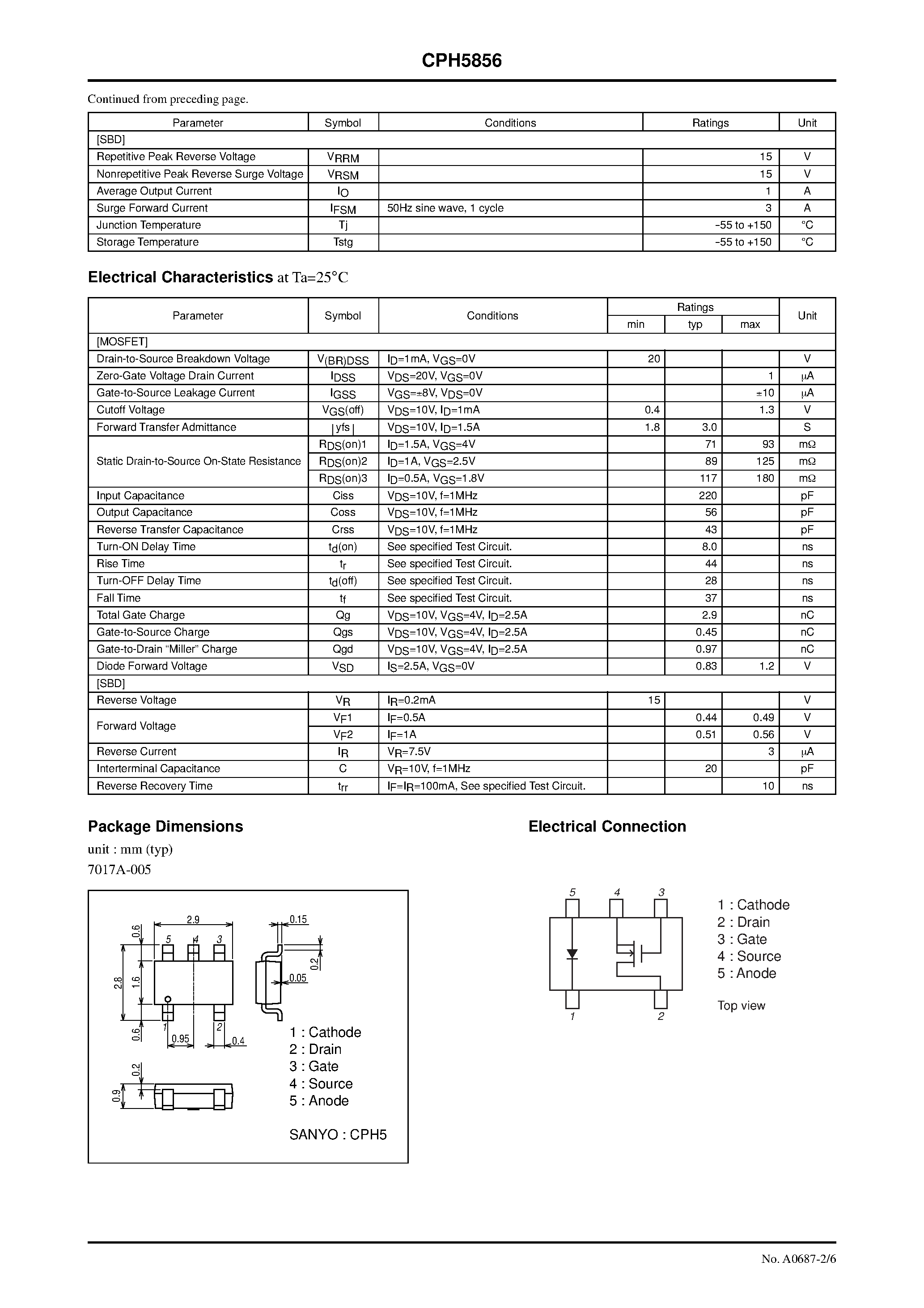 Datasheet CPH5856 - N-Channel Silicon MOSFET page 2