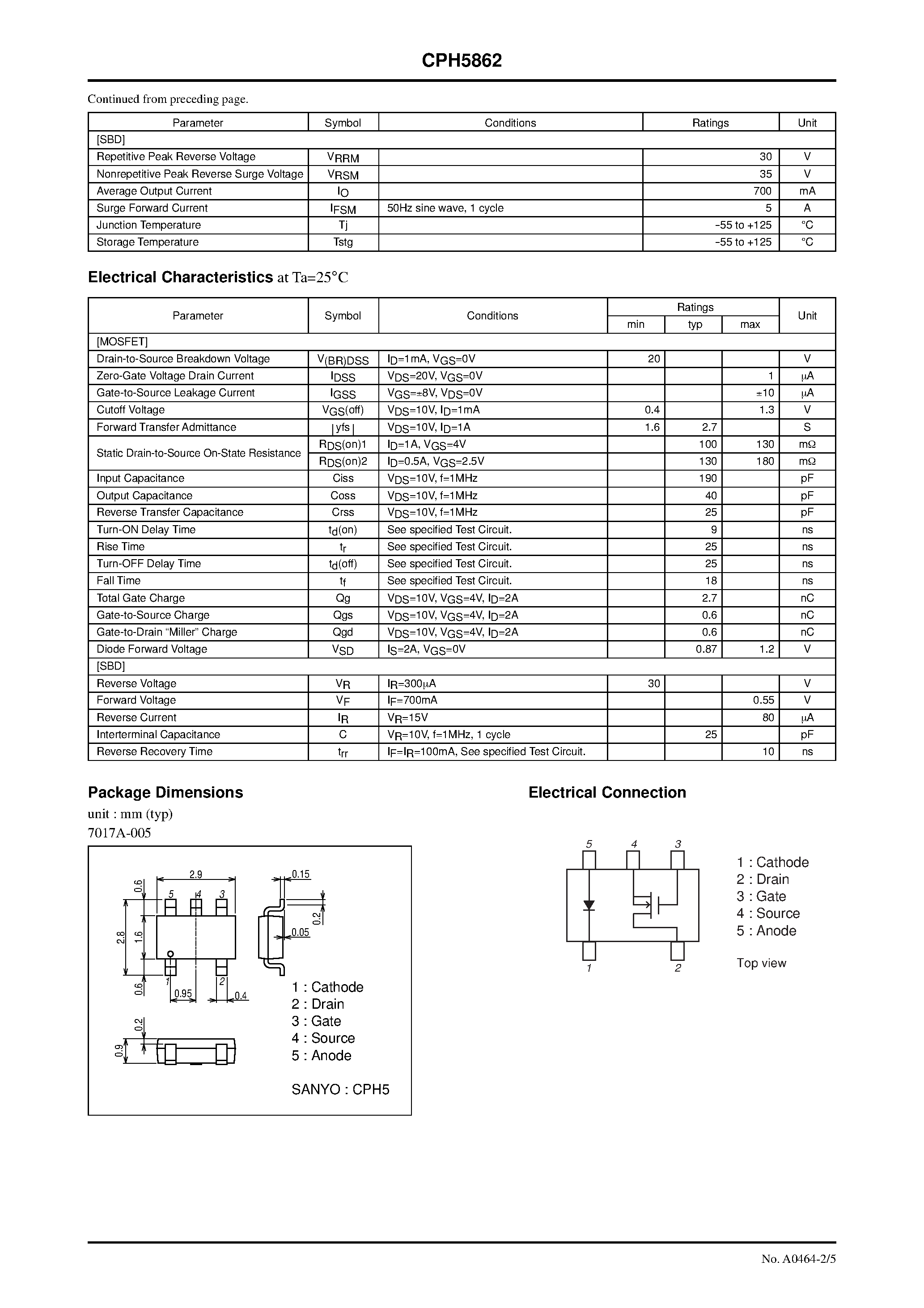Datasheet CPH5862 - N-Channel Silicon MOSFET page 2