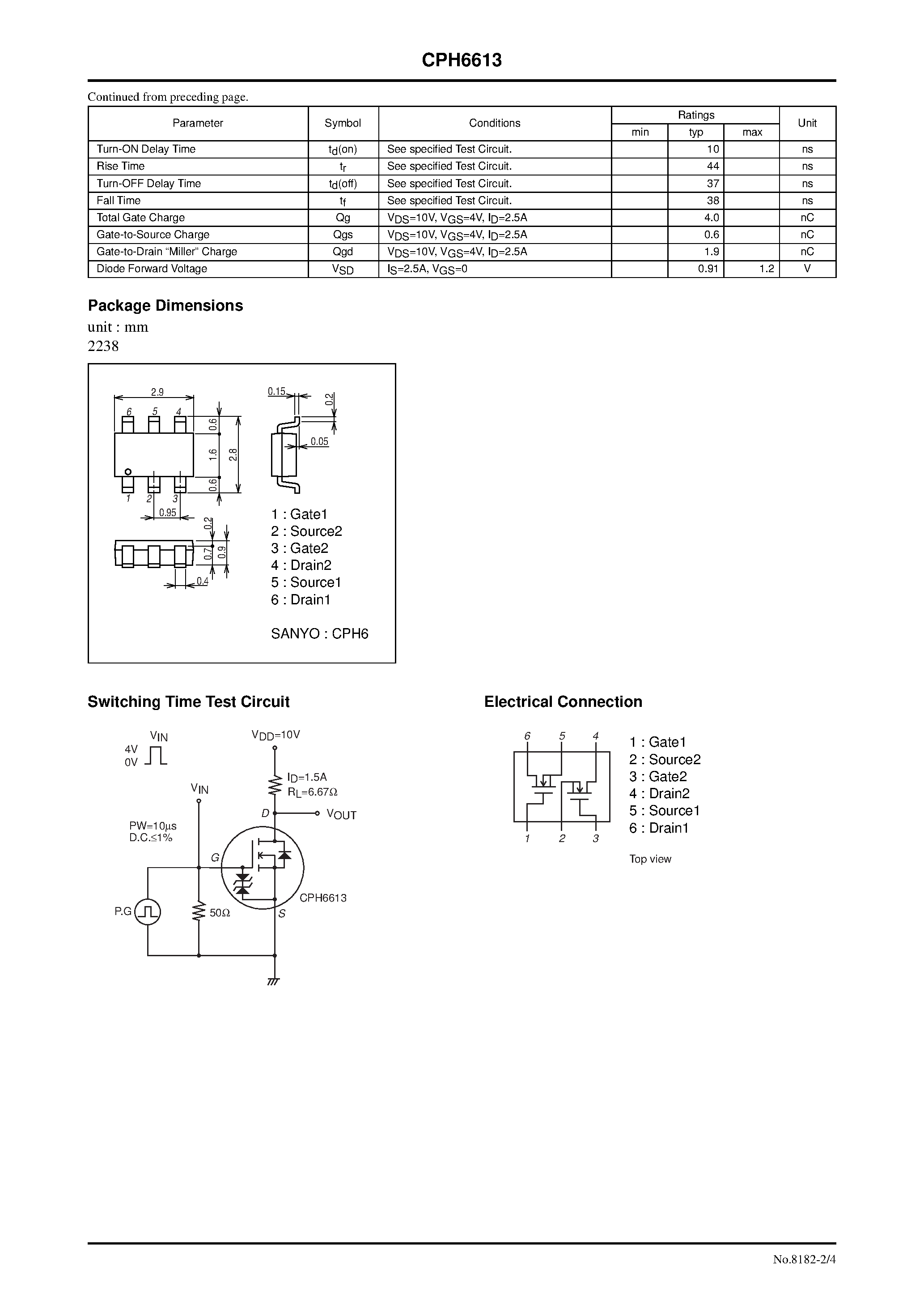 Datasheet CPH6613 - N-Channel Silicon MOSFET page 2