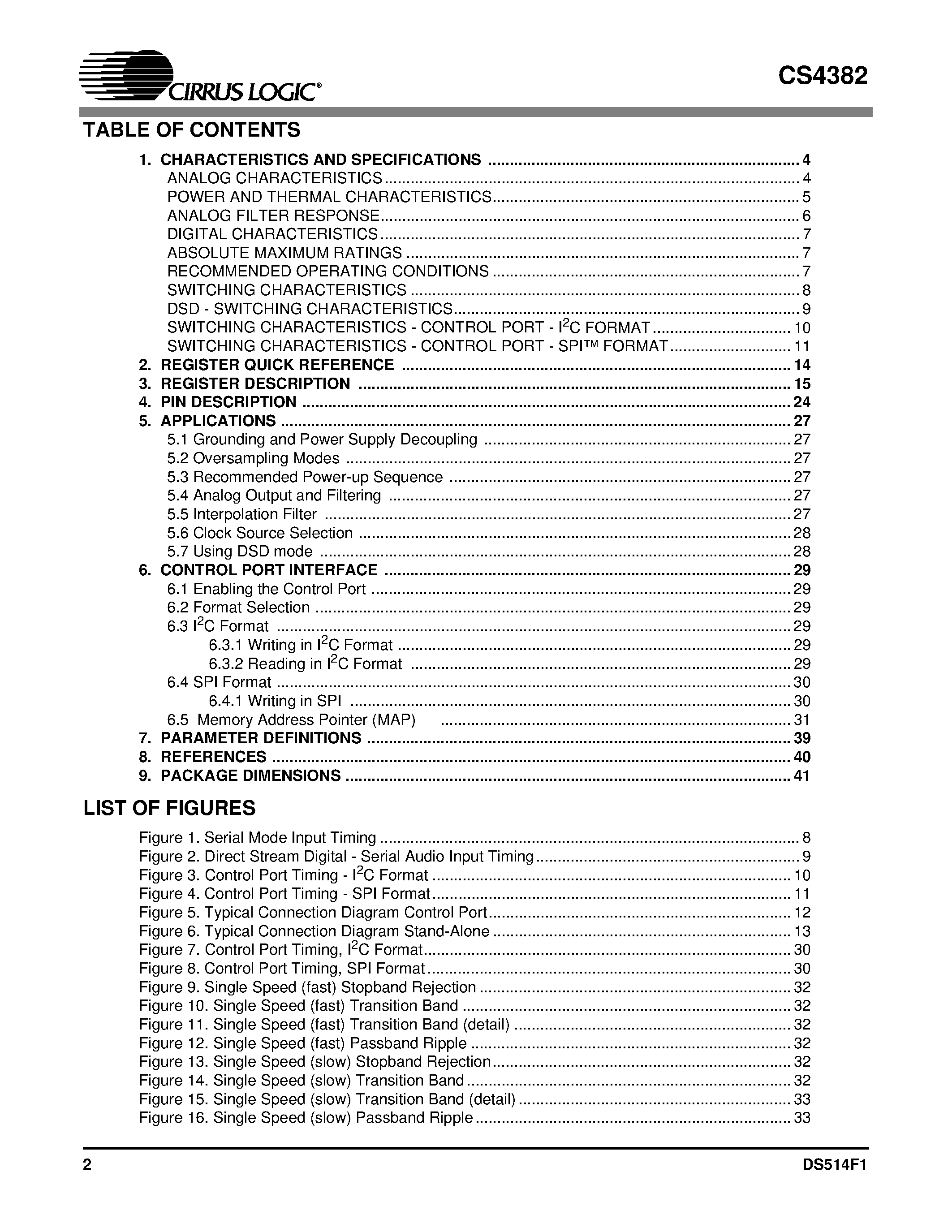 Даташит CS4382 - 192 kHz 8-Channel D/A Converter страница 2