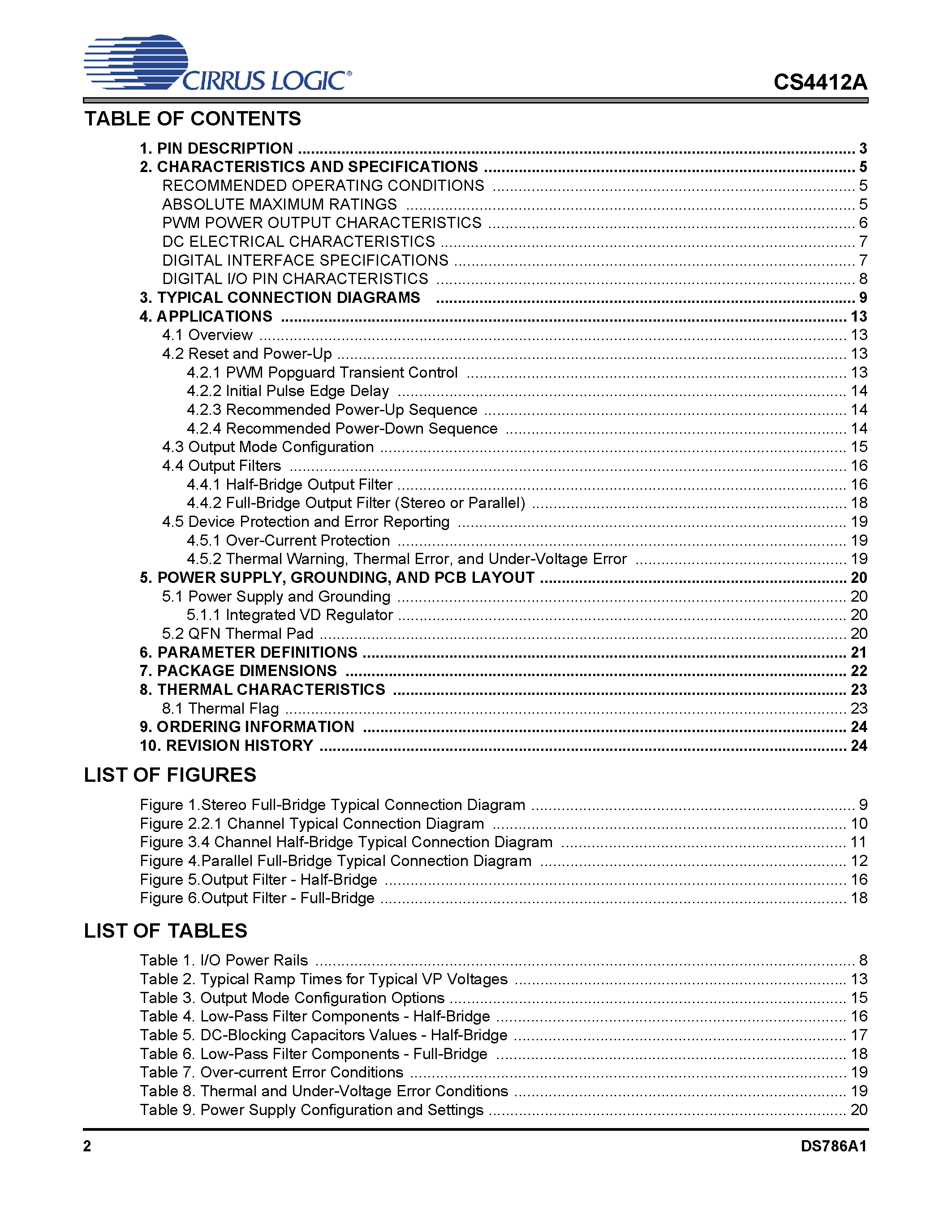 Datasheet CS4412A - Quad Half-Bridge Digital Amplifier Power Stage page 2