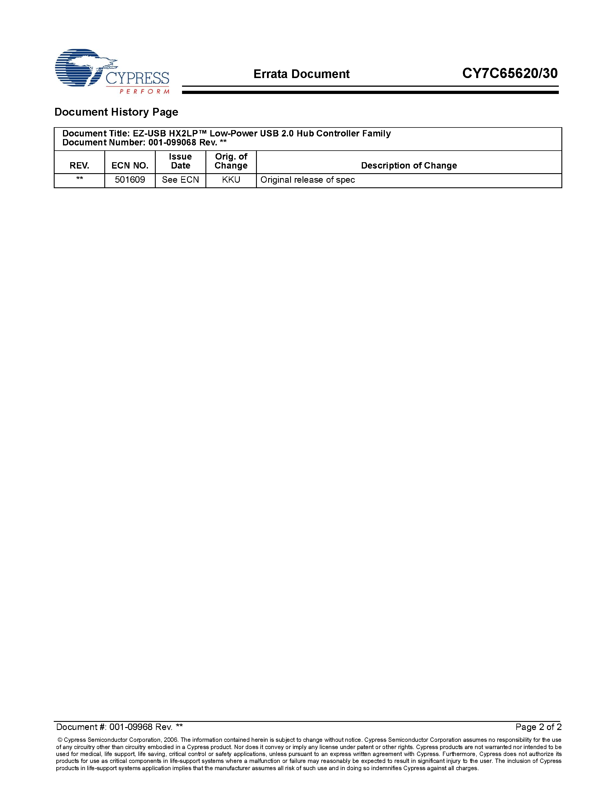 Datasheet CY7C65620 page 2 Datasheet CY7C65620 - (CY7C65620 / CY7C65630) Low-Power USB 2.0 Hub Controller Family page 2