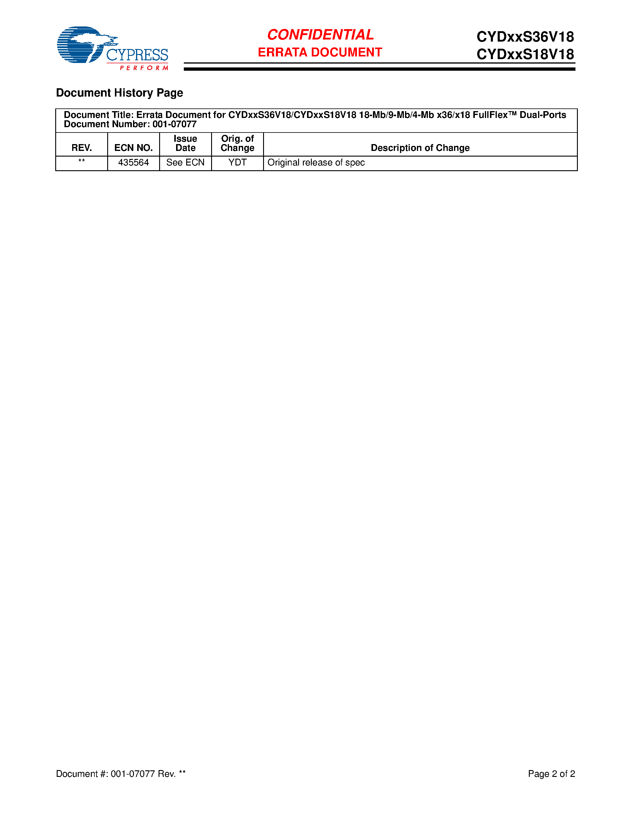 Даташит CYD04S18V18 - (CYDxxS18(36)V18) 18-Mb/9-Mb/4-Mb x36/x18 FullFlex Dual-Ports страница 2