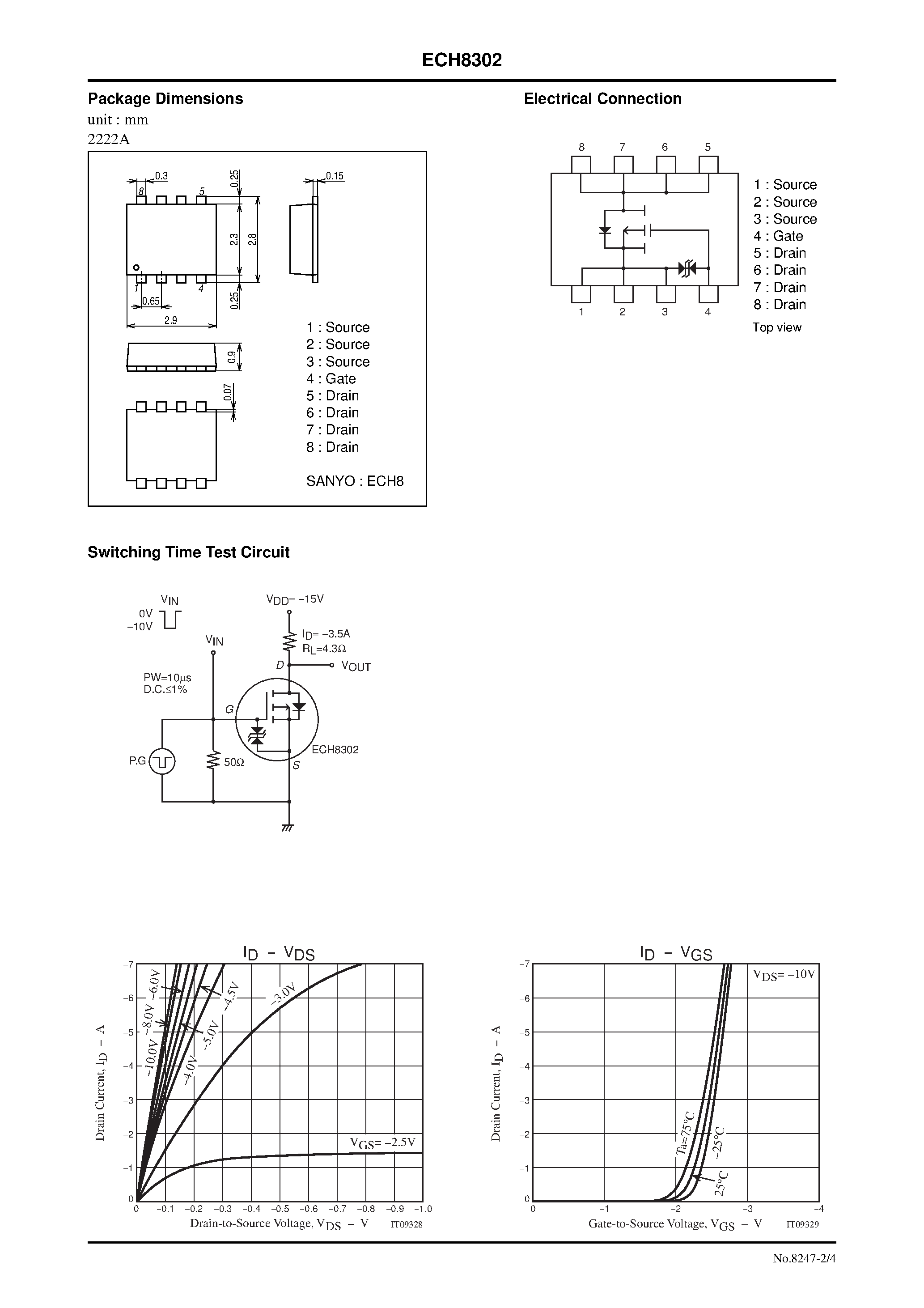 Datasheet ECH8302 - P-Channel Silicon MOSFET page 2