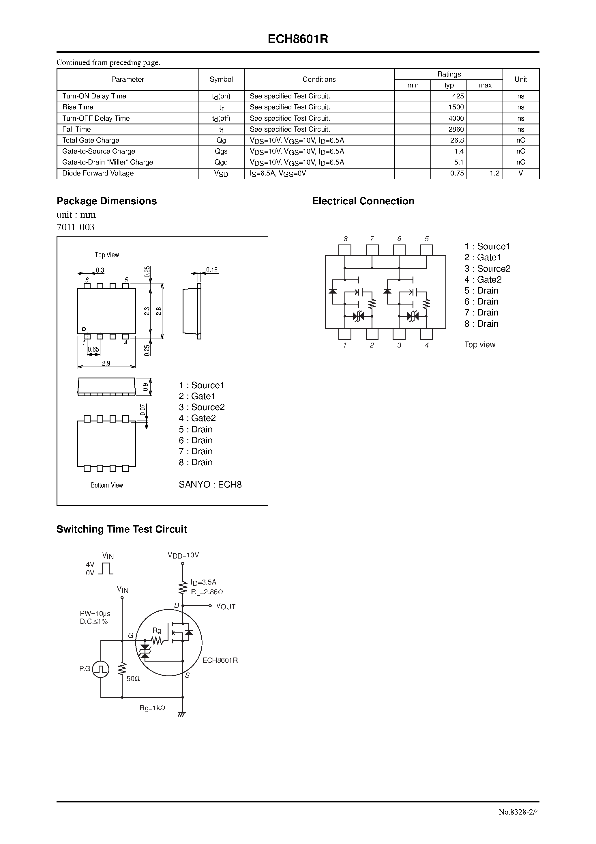 Datasheet ECH8601R - N-Channel Silicon MOSFET page 2