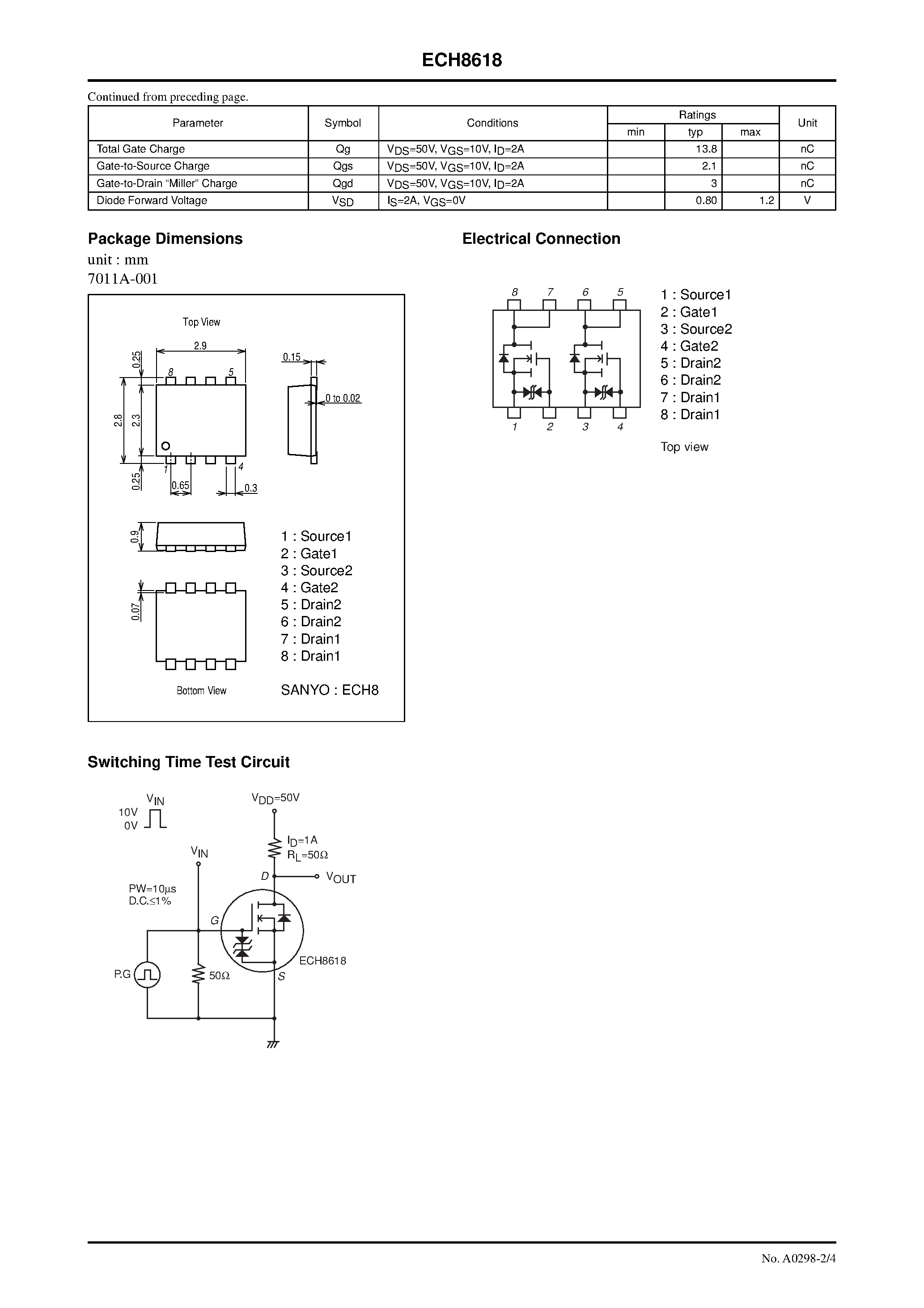 Datasheet ECH8618 - N-Channel Silicon MOSFET page 2
