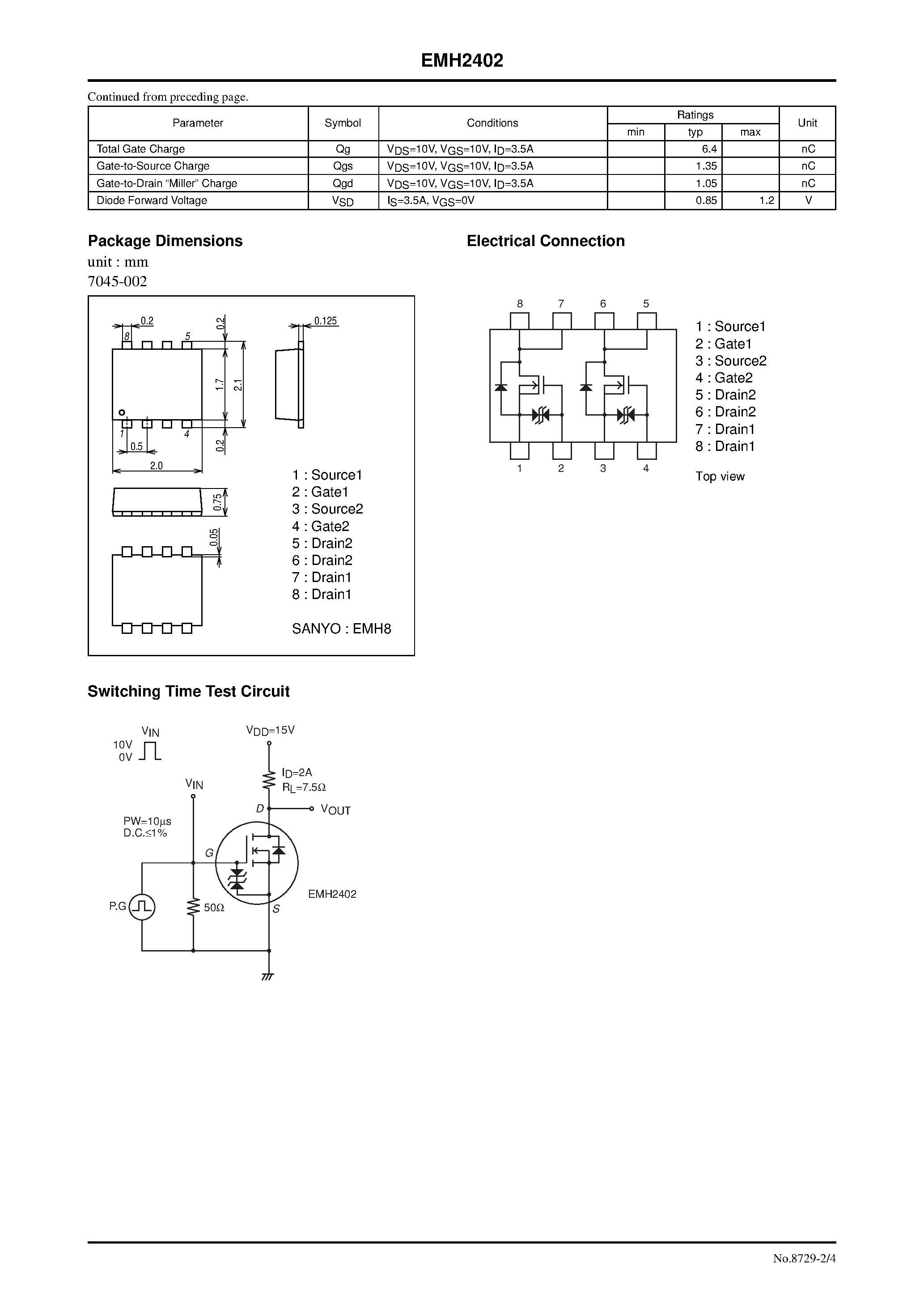 Datasheet EMH2402 - N-Channel Silicon MOSFET page 2